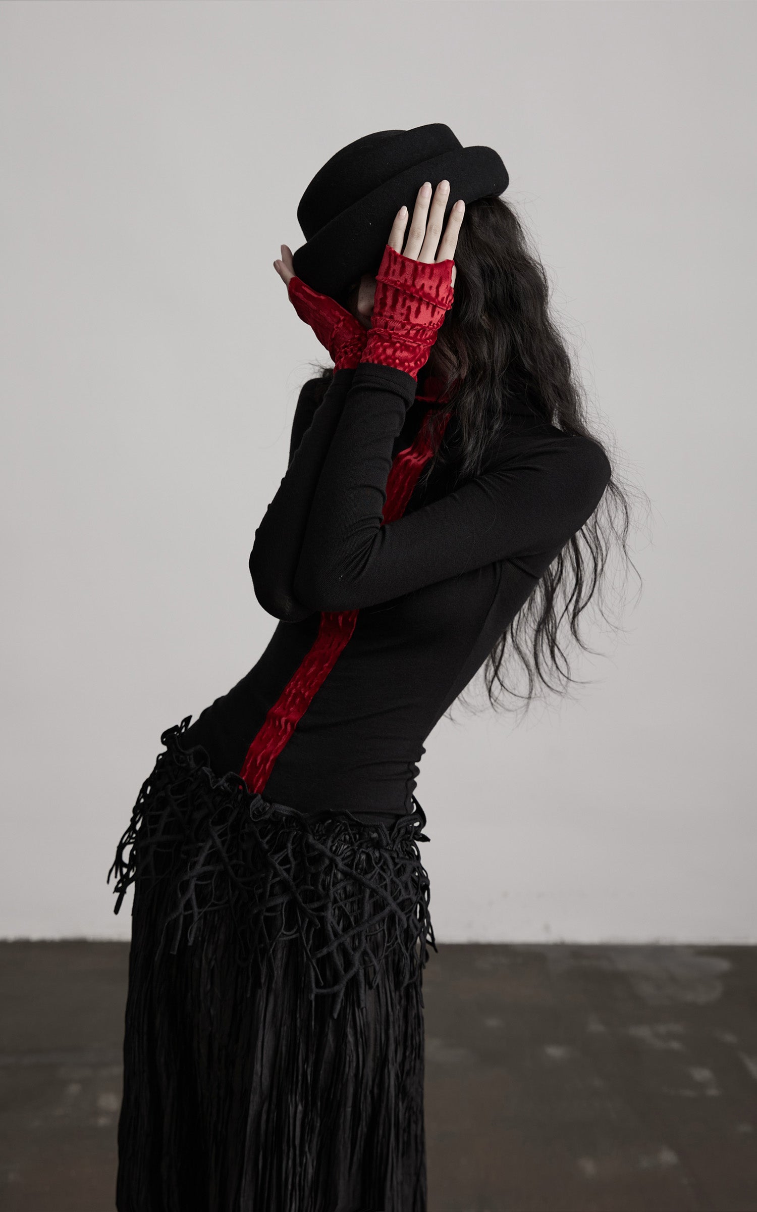 INDULGE Contrast Velvet Panel Long Sleeve T-Shirt