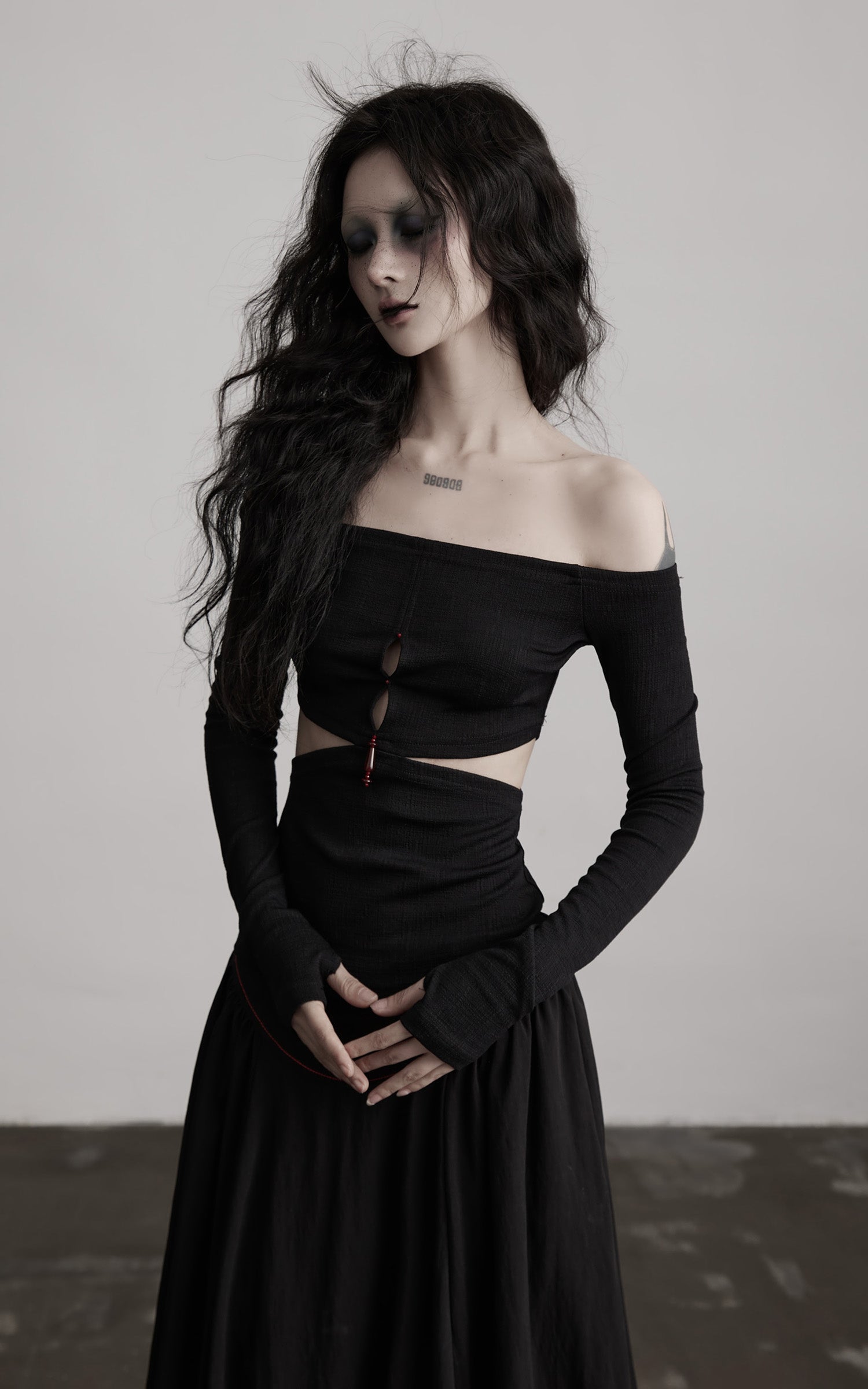 INDULGE Off-Shoulder Cutout Top with Bead Details