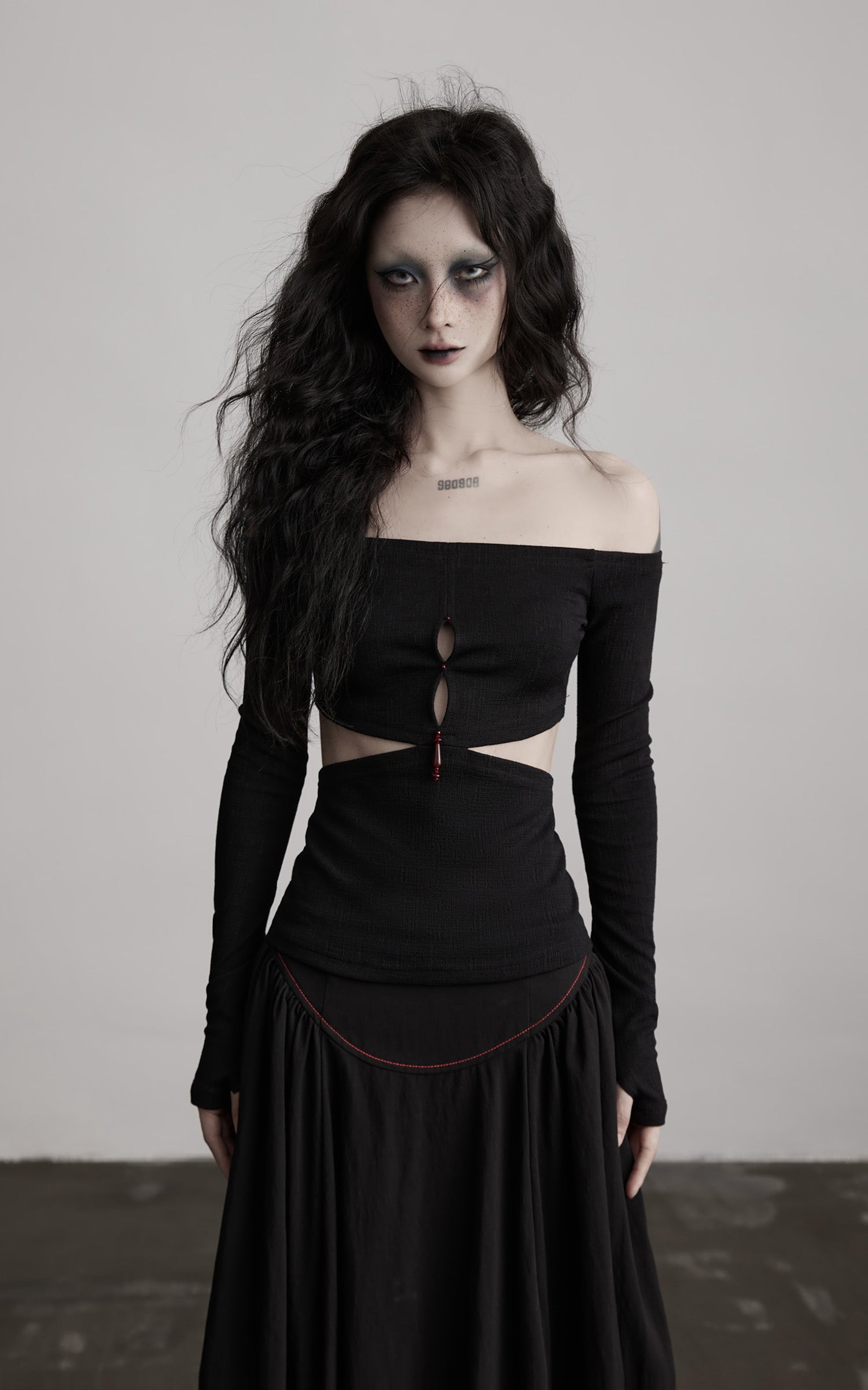 INDULGE Off-Shoulder Cutout Top with Bead Details