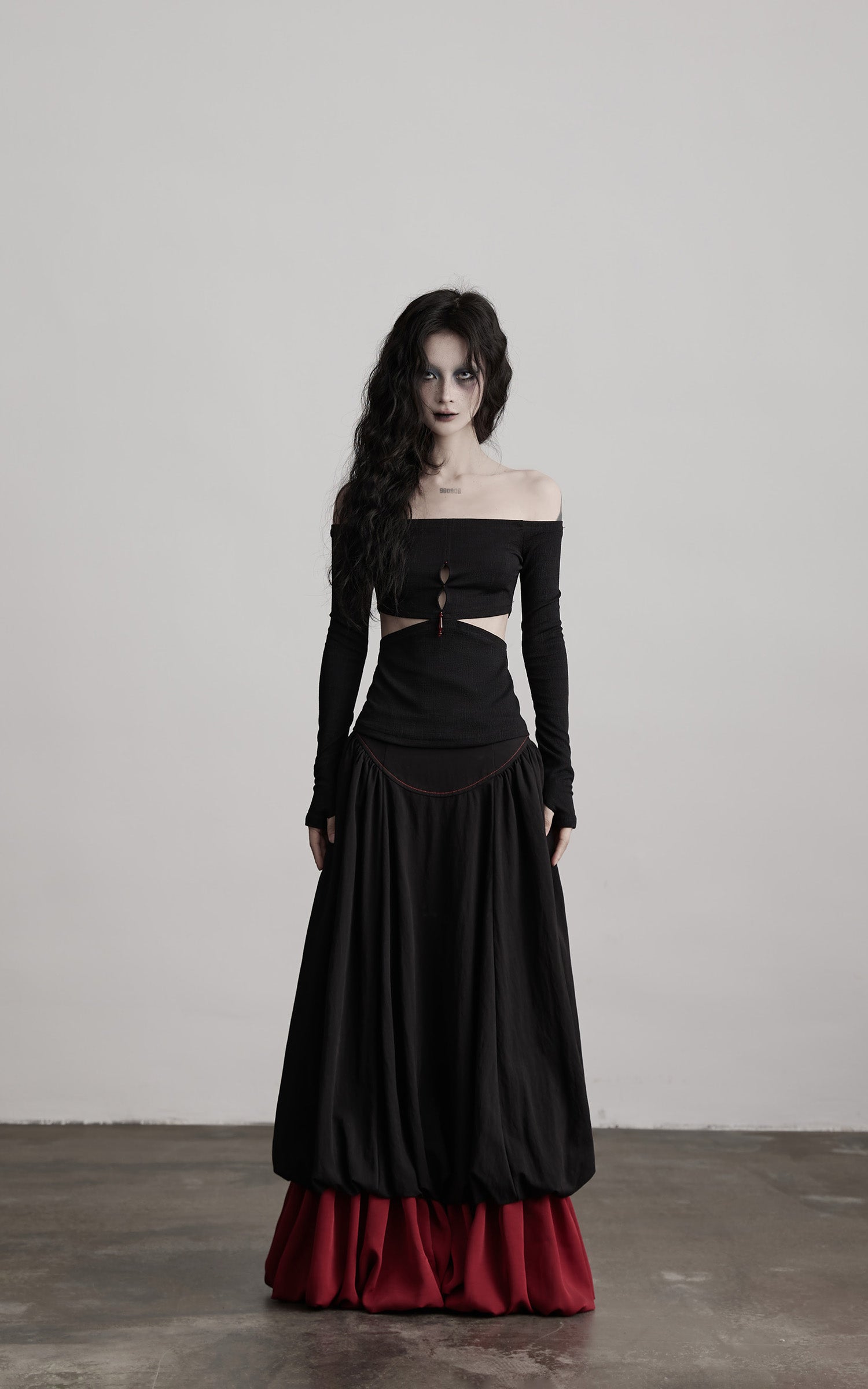 INDULGE Off-Shoulder Cutout Top with Bead Details