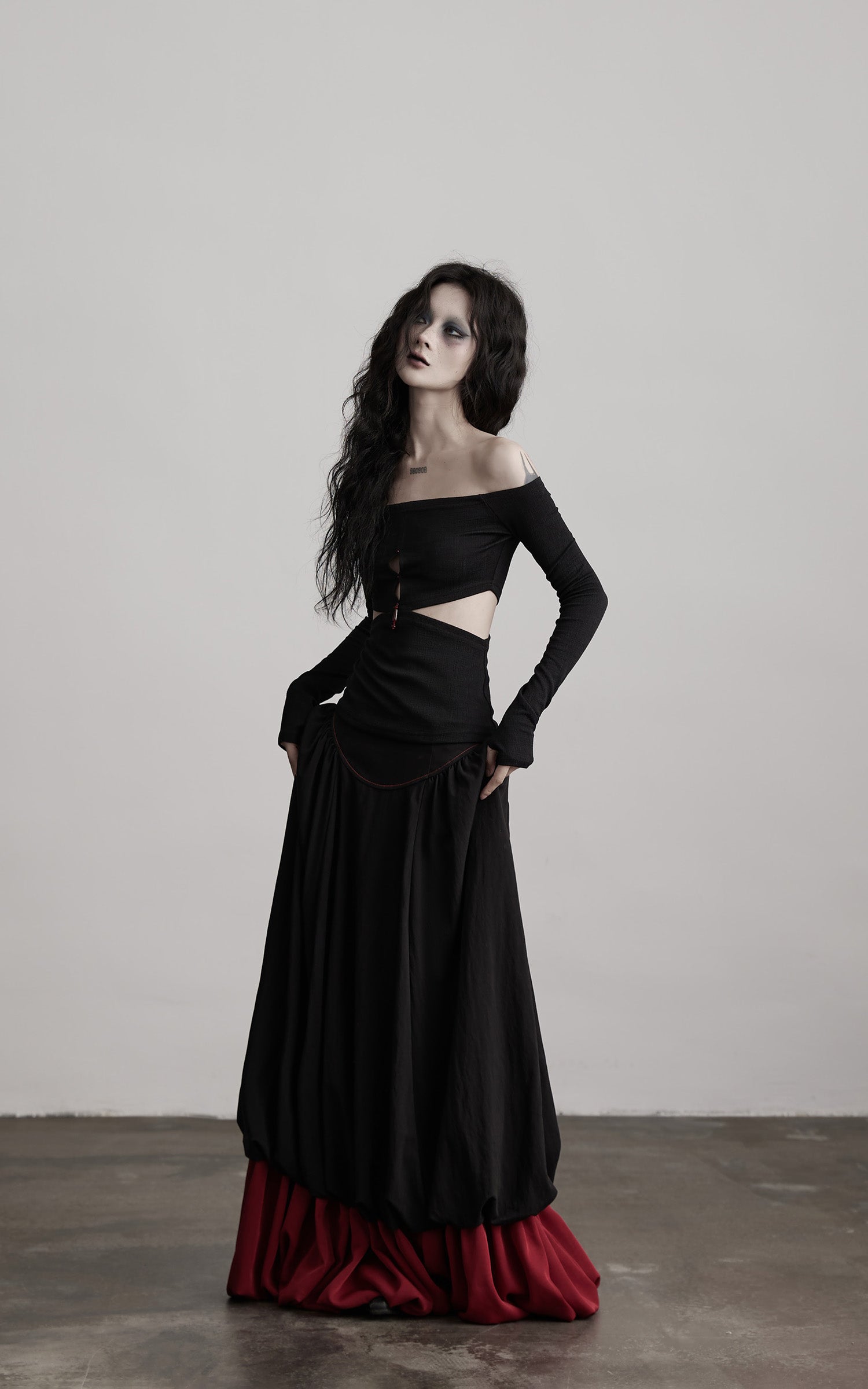 INDULGE Off-Shoulder Cutout Top with Bead Details