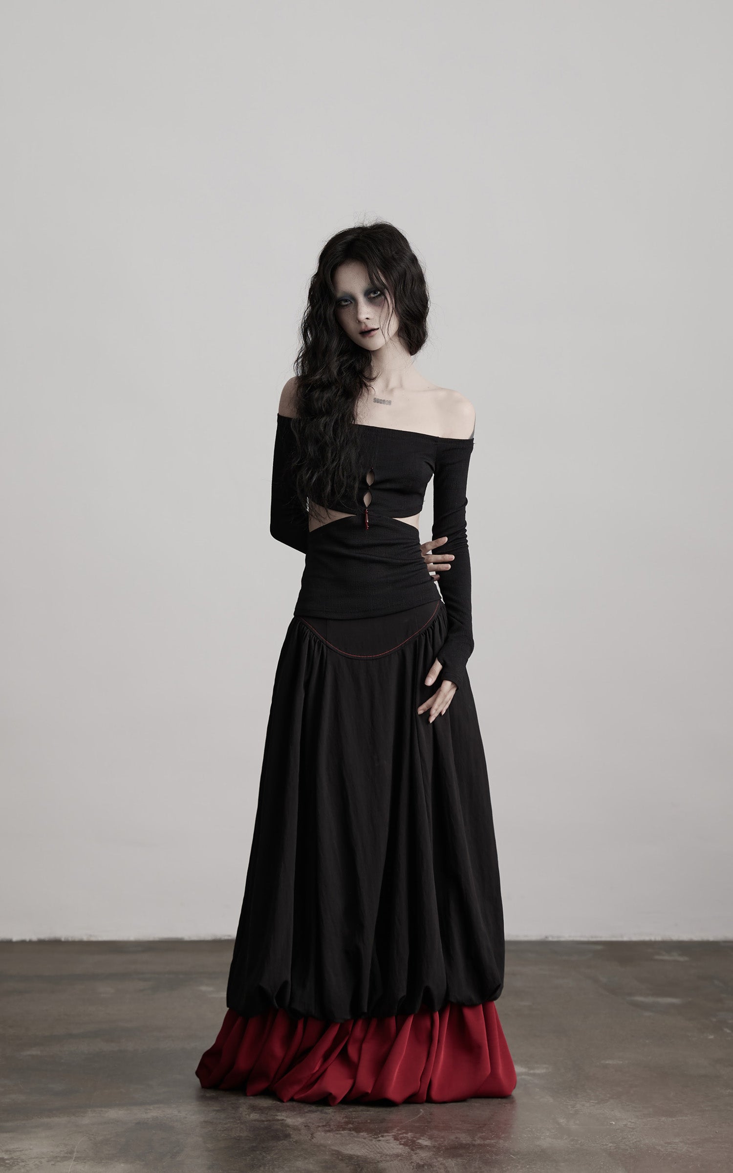 INDULGE Off-Shoulder Cutout Top with Bead Details
