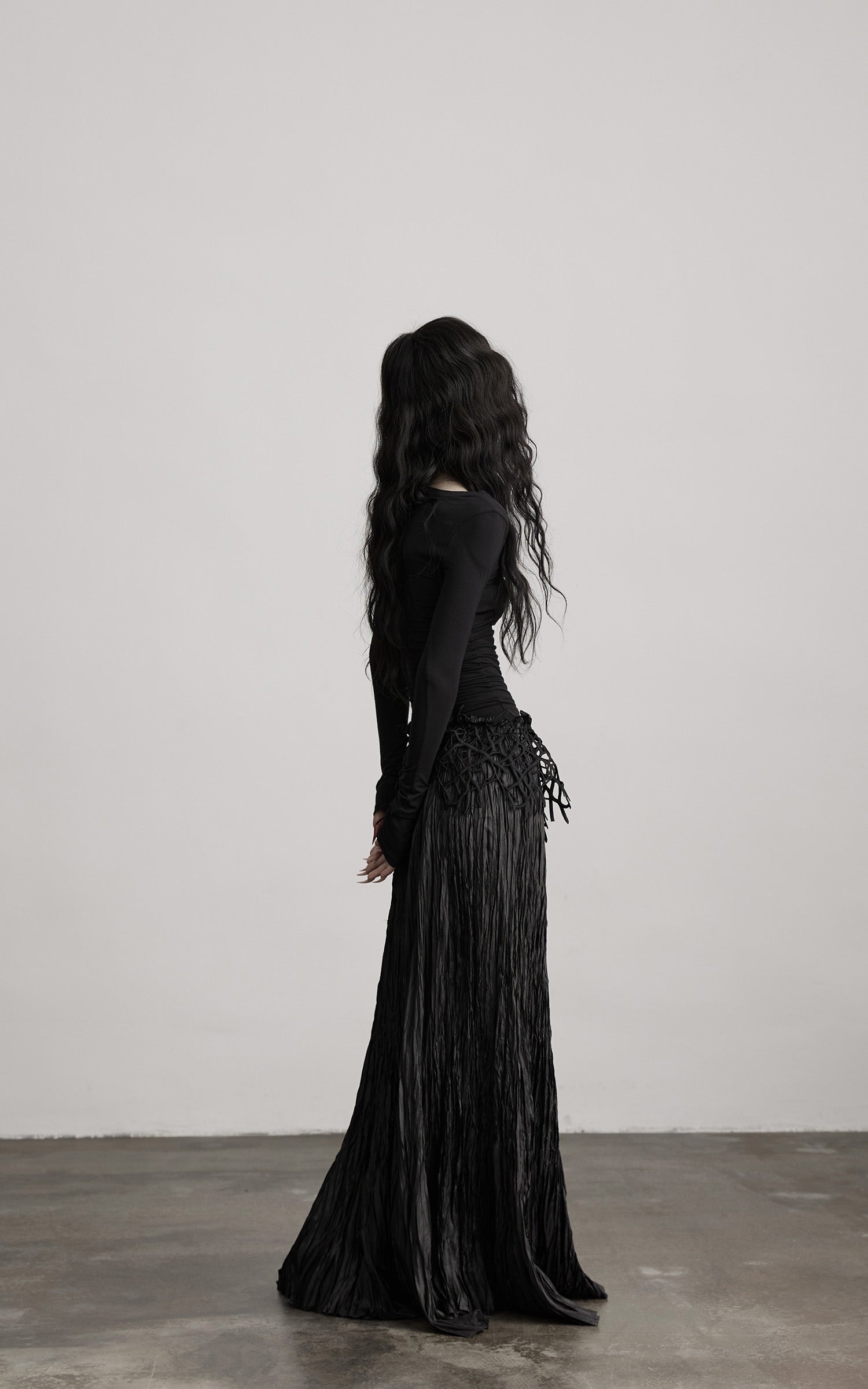 INDULGE Deep V Lace Detail Long Sleeve T-Shirt