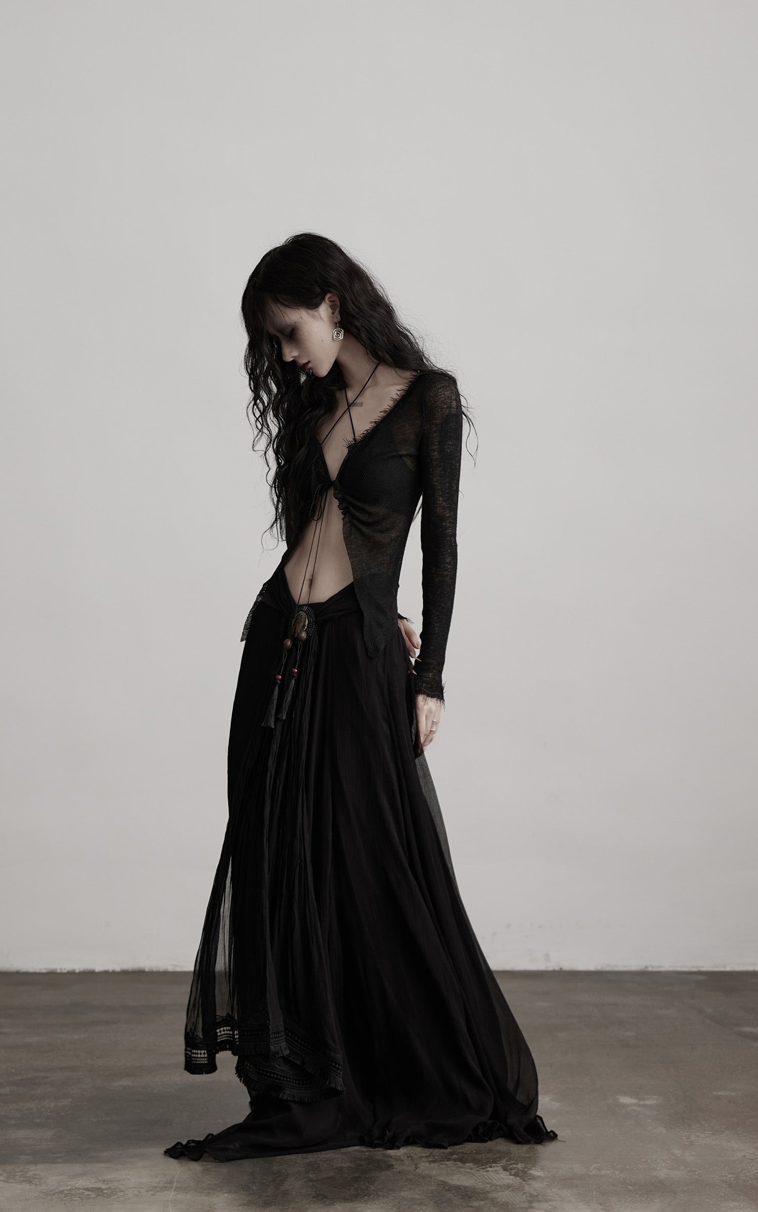 INDULGE Distressed Knit Long Sleeve Cardigan