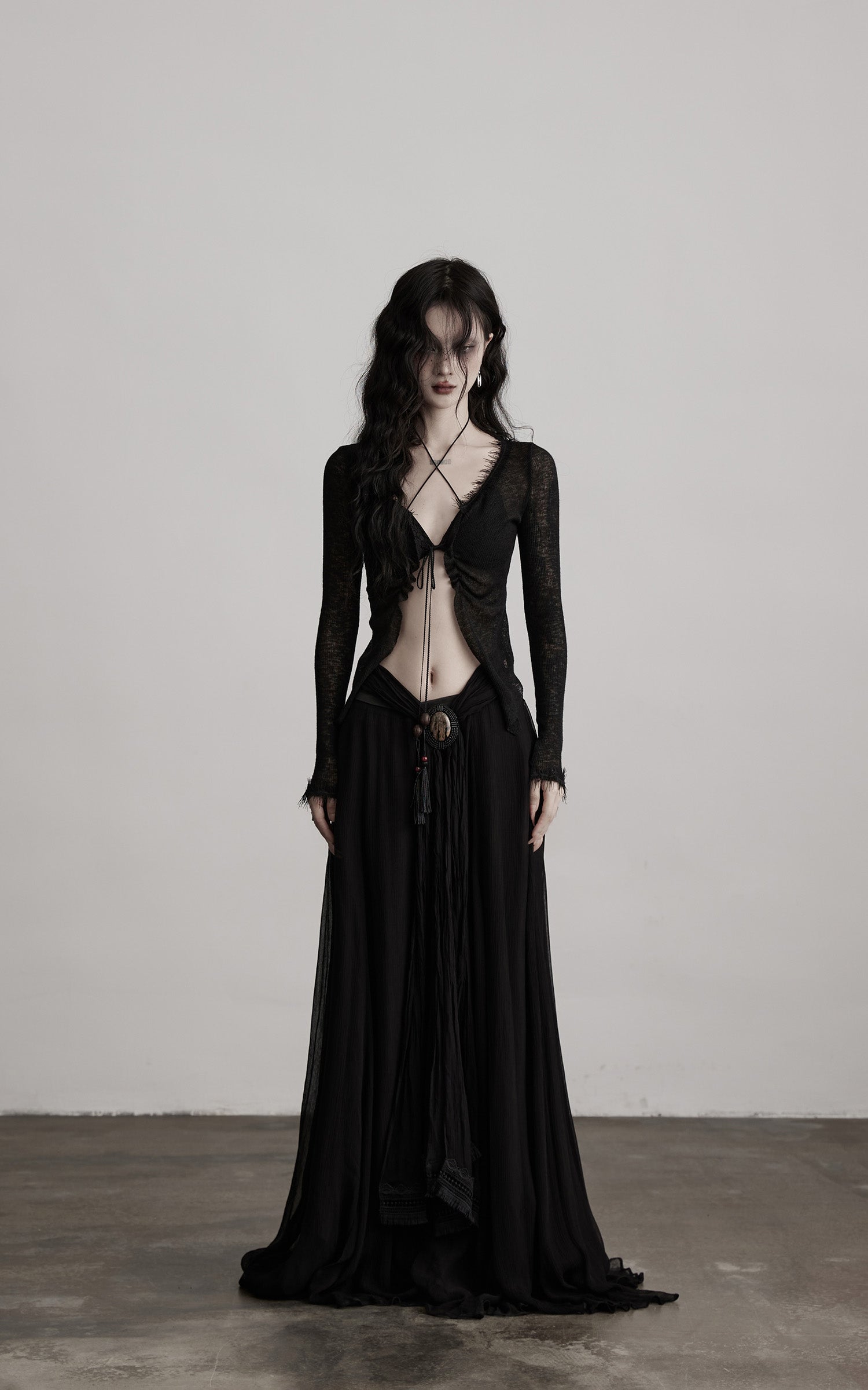 INDULGE Distressed Knit Long Sleeve Cardigan