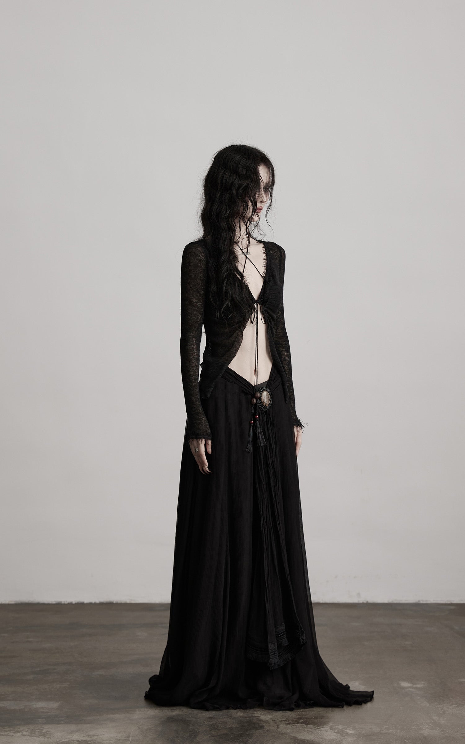 INDULGE Distressed Knit Long Sleeve Cardigan