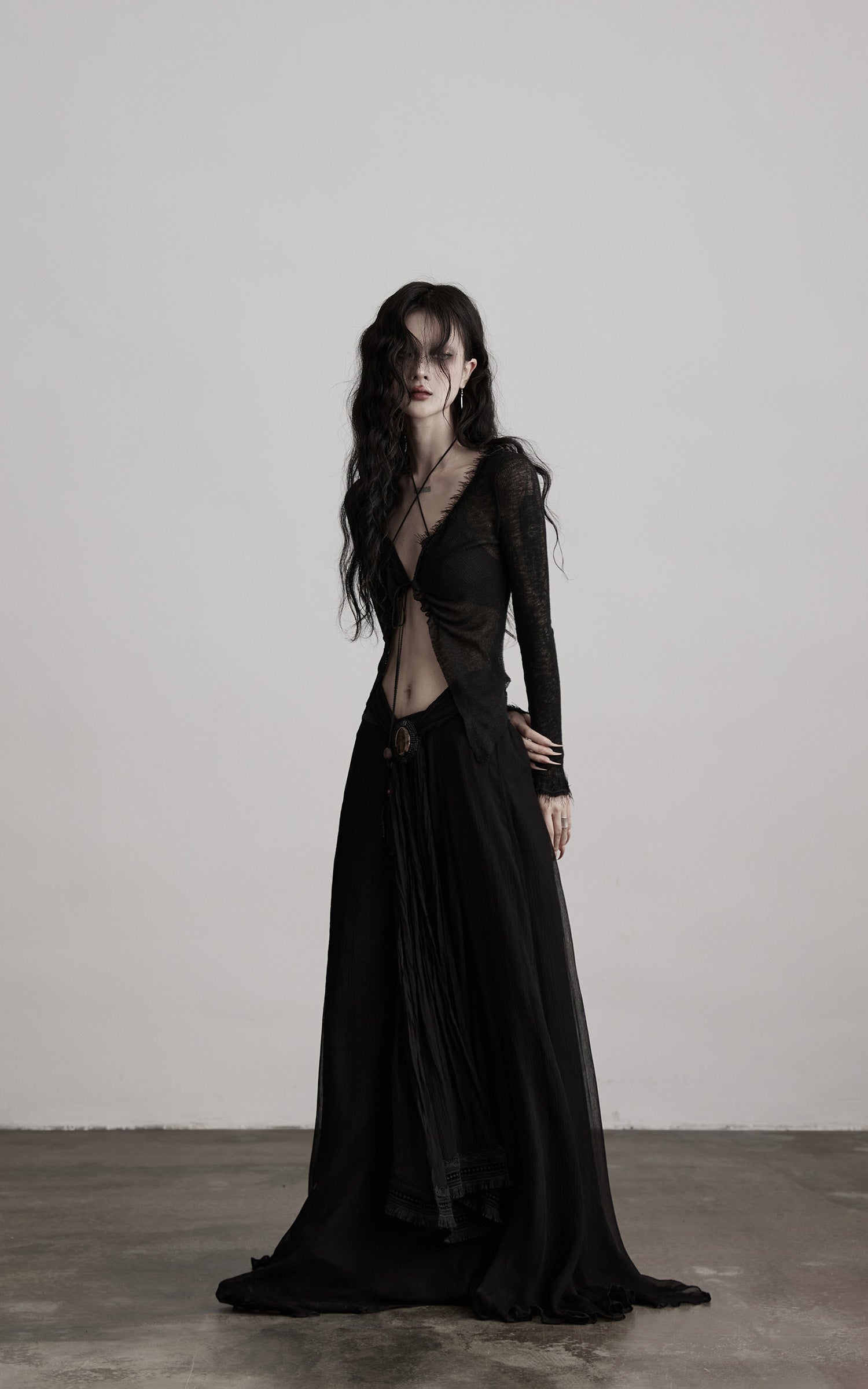 INDULGE Distressed Knit Long Sleeve Cardigan