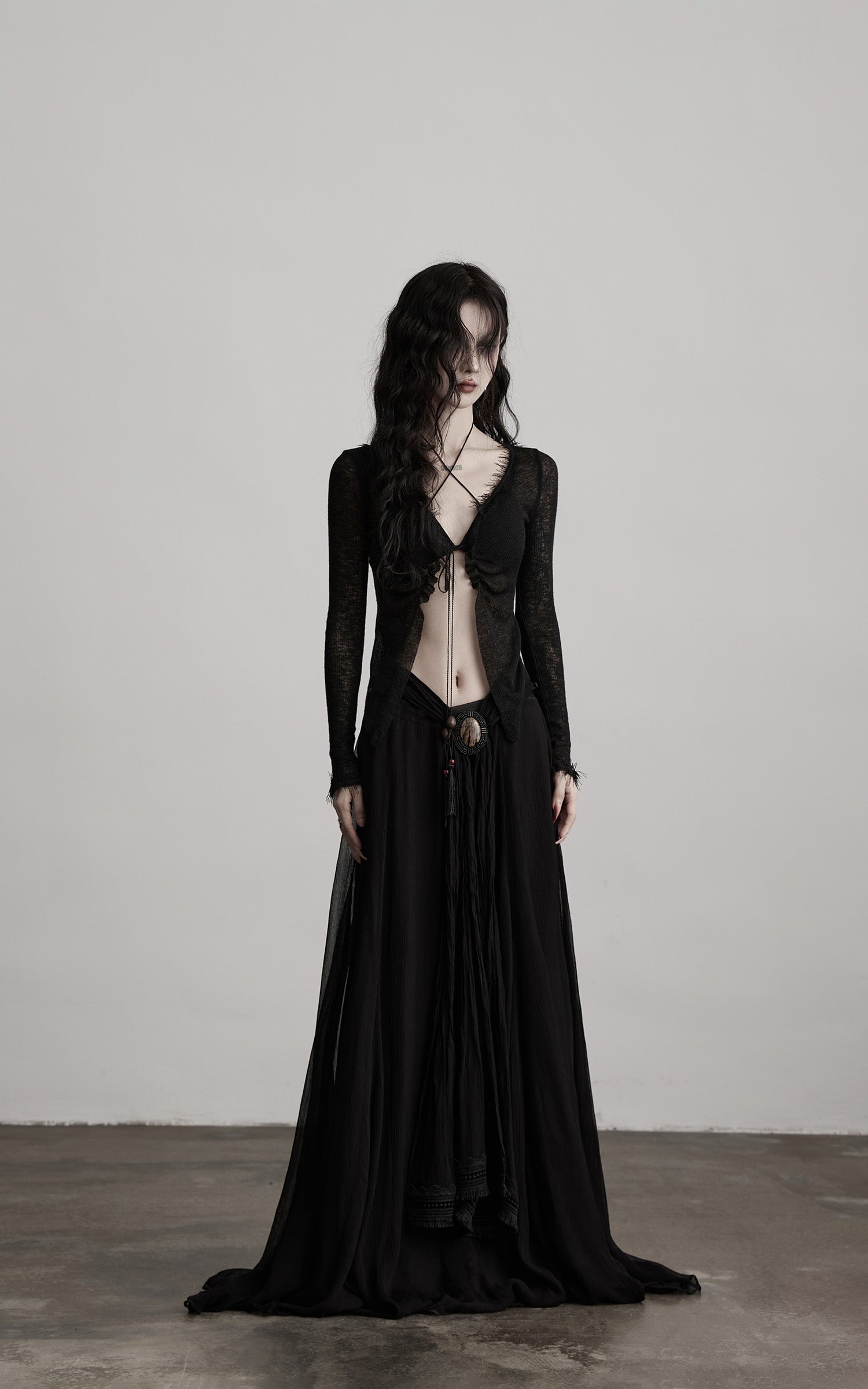INDULGE Distressed Knit Long Sleeve Cardigan