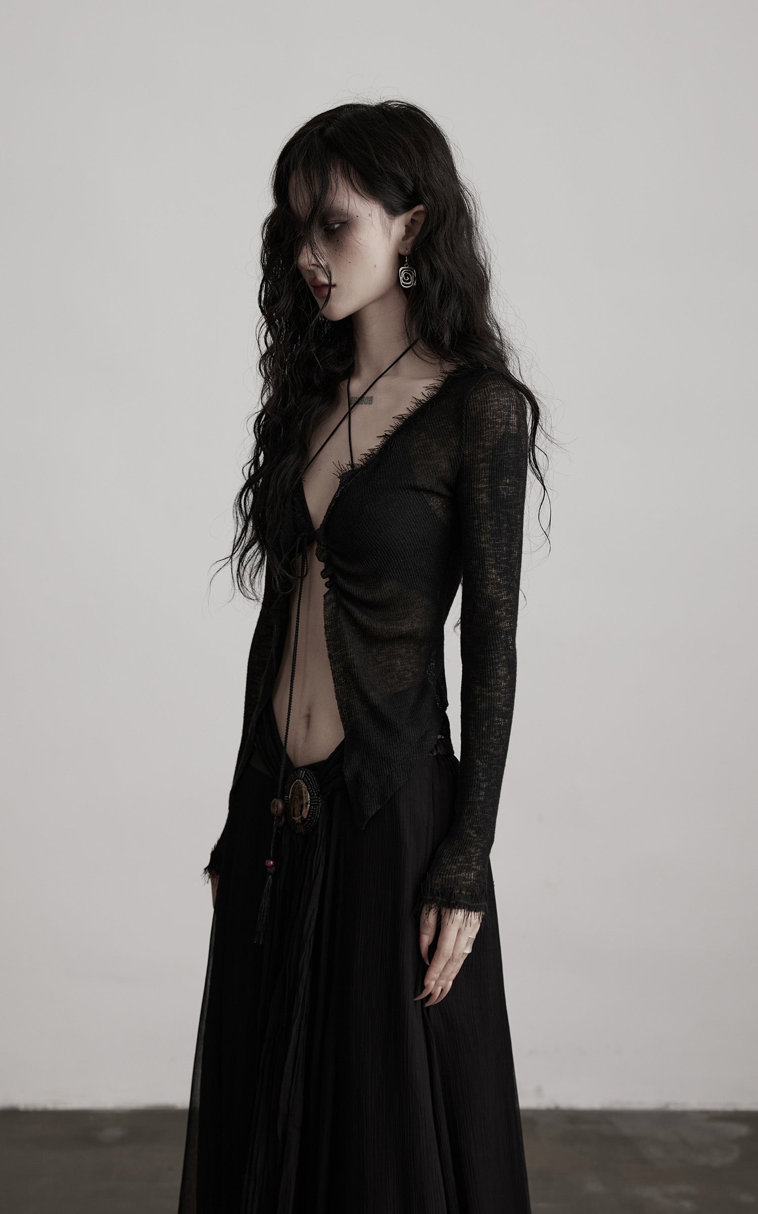 INDULGE Distressed Knit Long Sleeve Cardigan