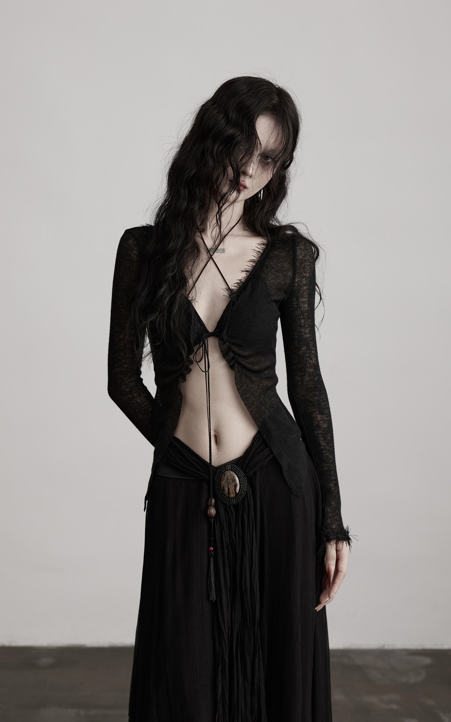 INDULGE Distressed Knit Long Sleeve Cardigan