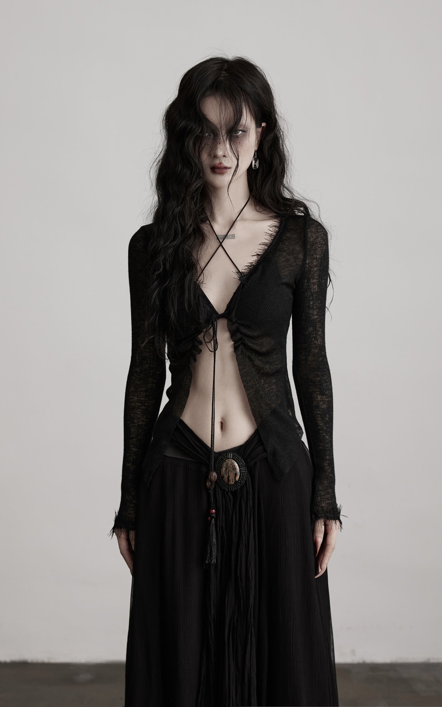 INDULGE Distressed Knit Long Sleeve Cardigan
