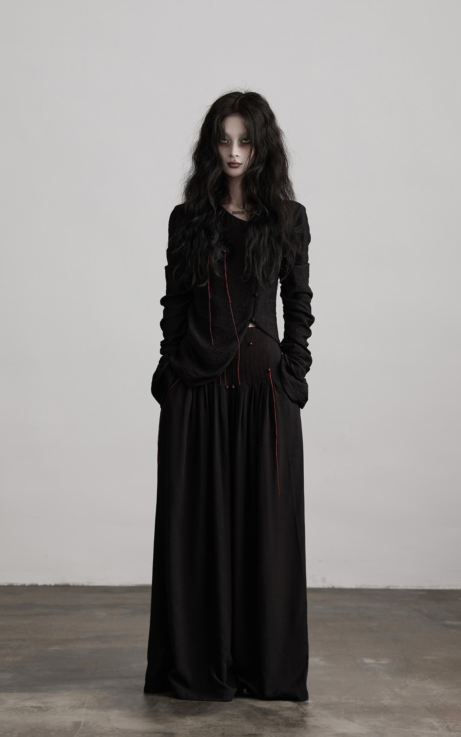 INDULGE Textured Long Sleeve Shirt with Draped Details