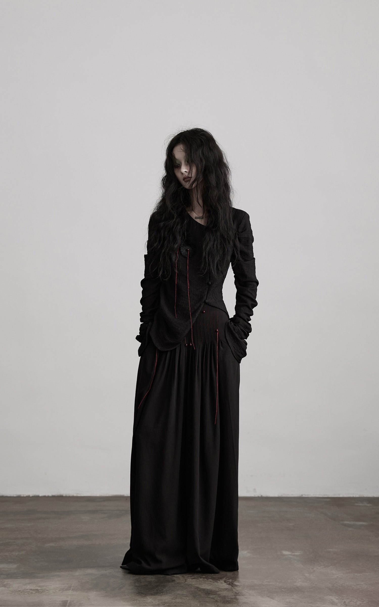INDULGE Textured Long Sleeve Shirt with Draped Details