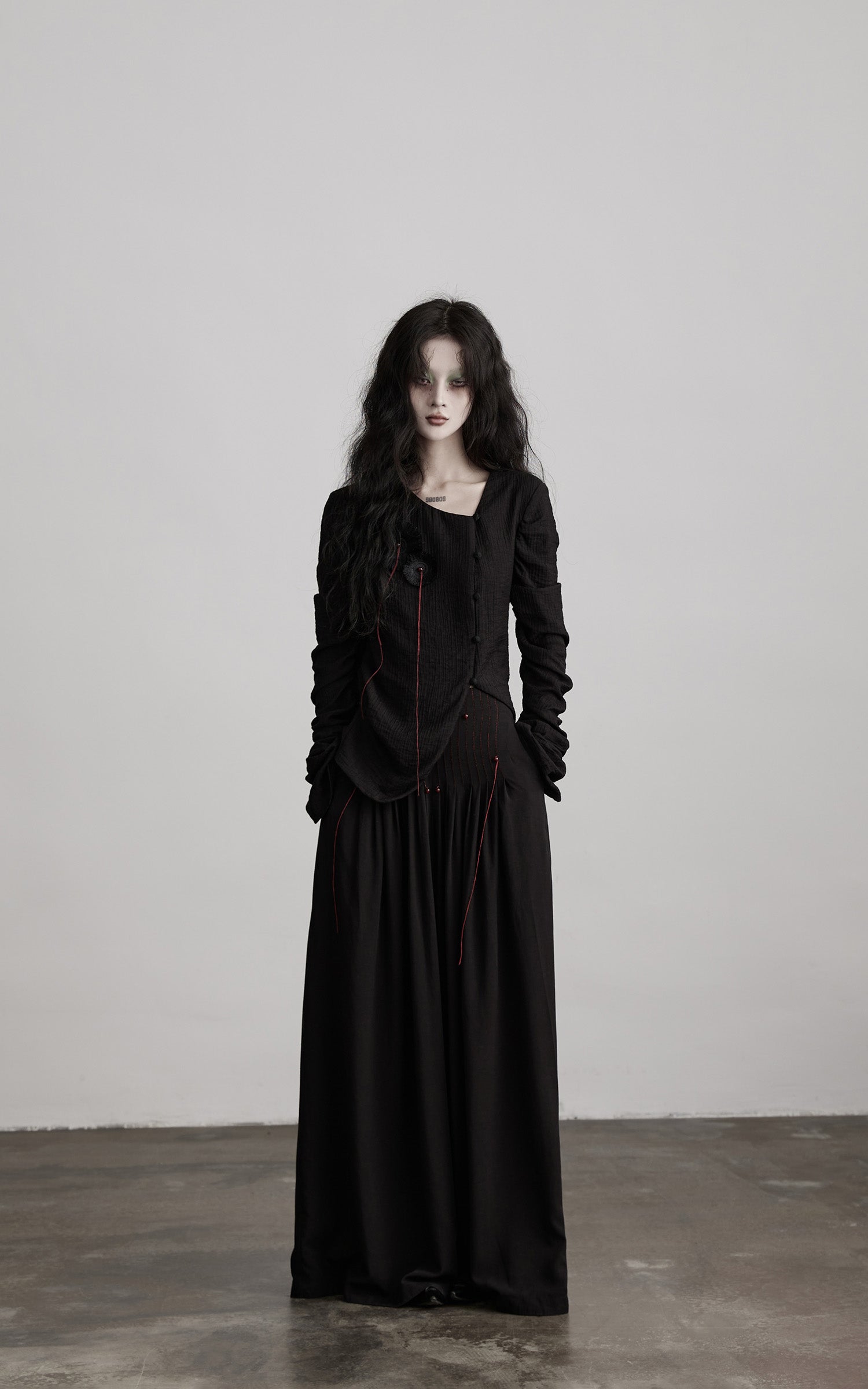 INDULGE Textured Long Sleeve Shirt with Draped Details