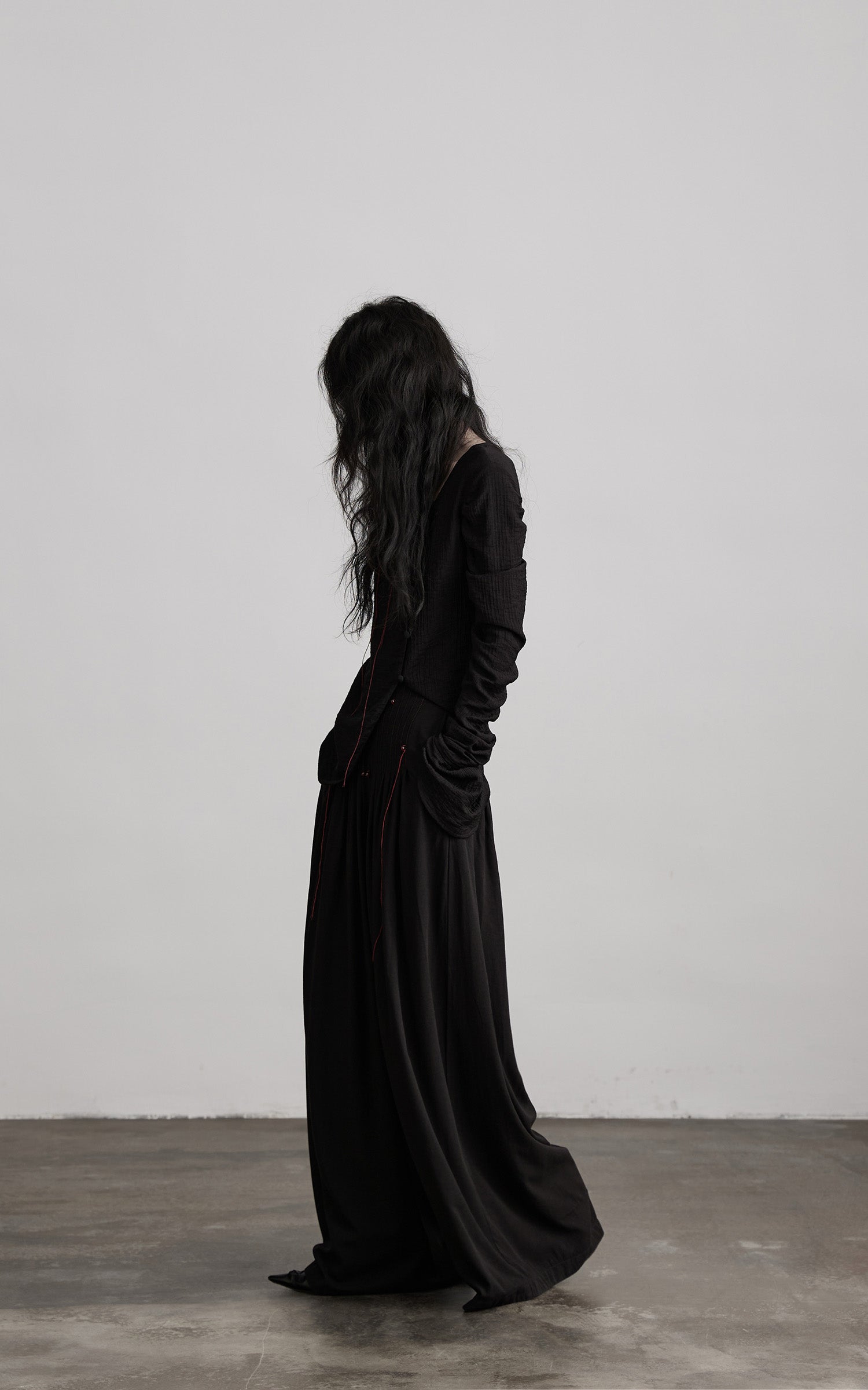 INDULGE Textured Long Sleeve Shirt with Draped Details
