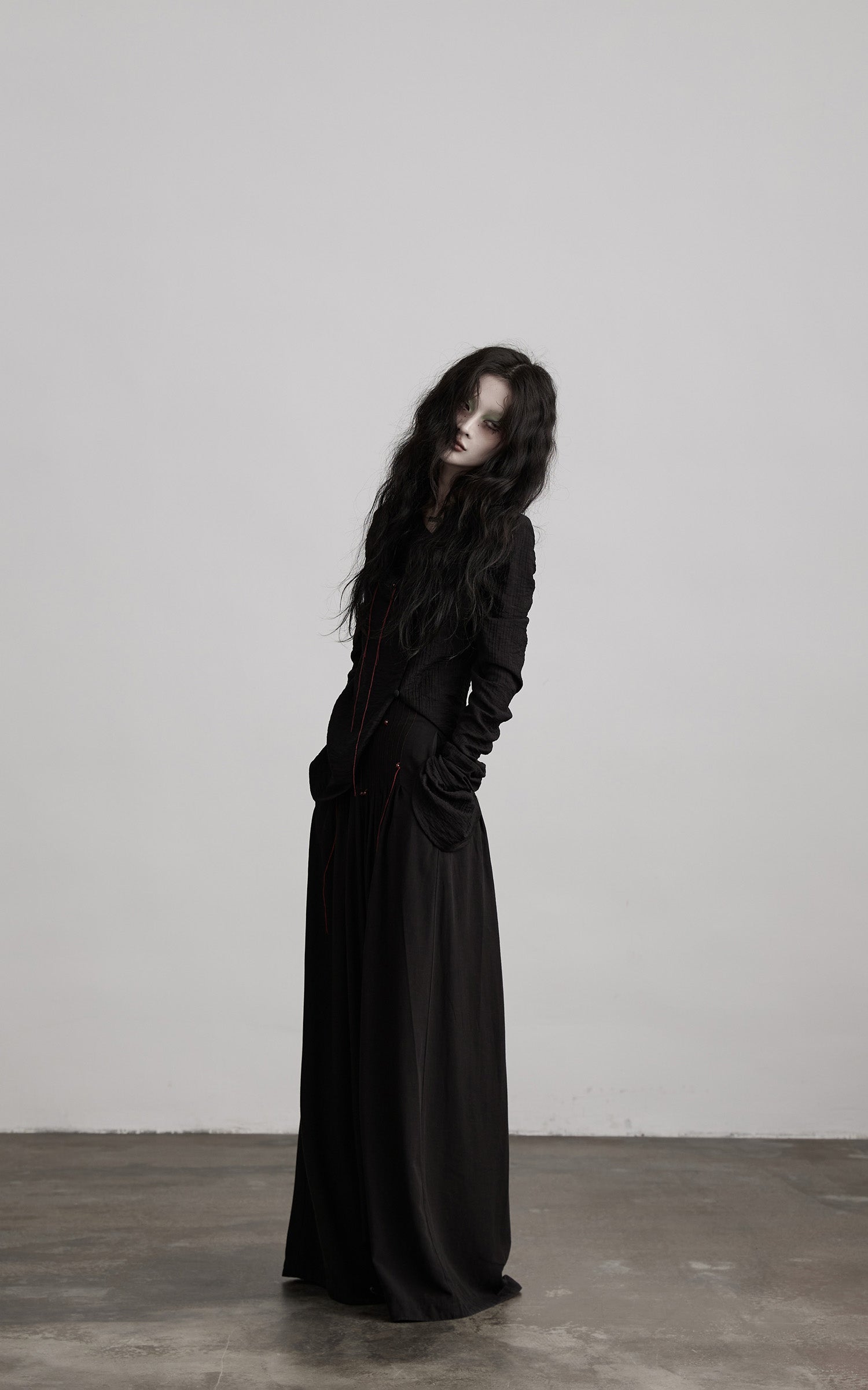 INDULGE Textured Long Sleeve Shirt with Draped Details