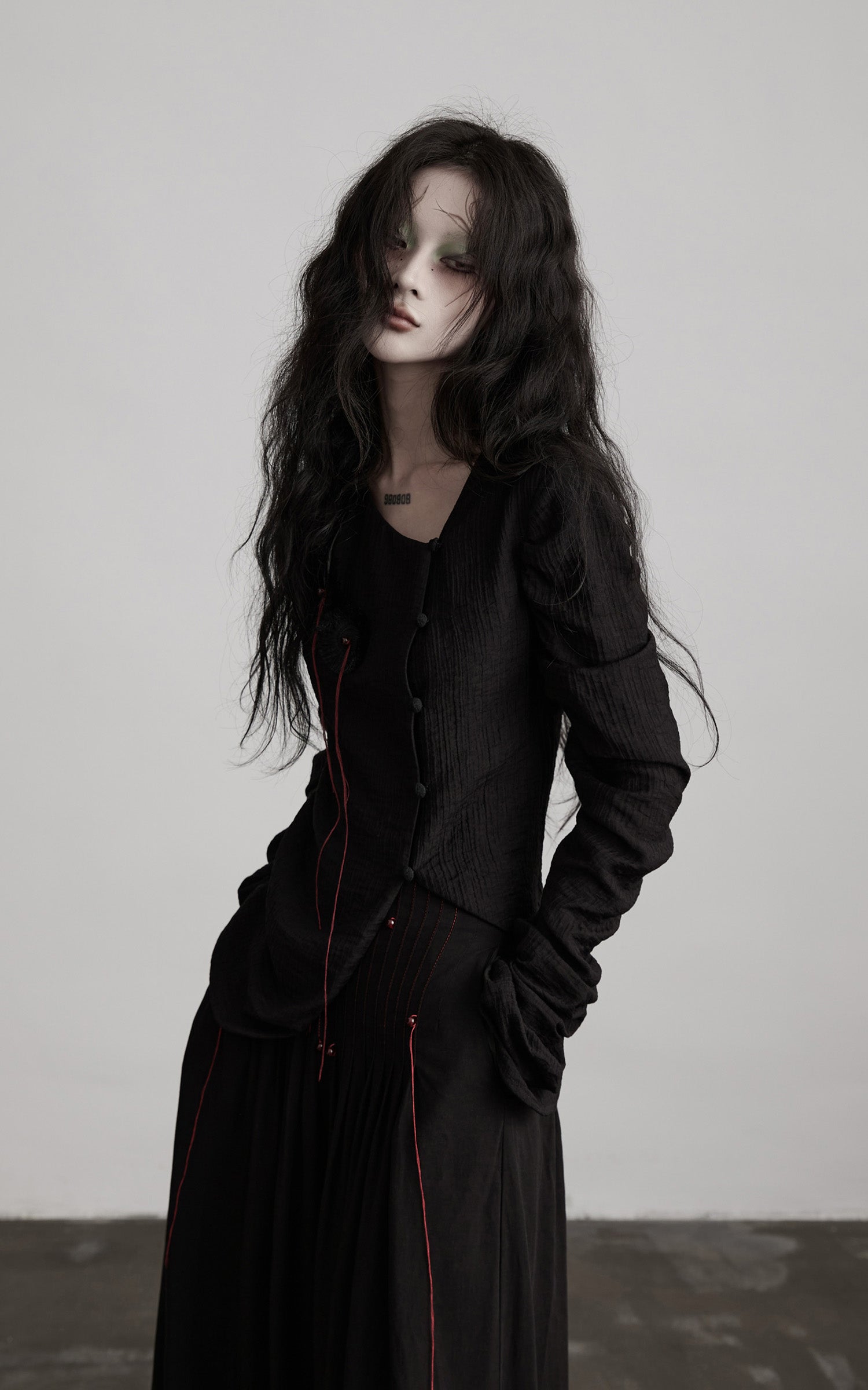INDULGE Textured Long Sleeve Shirt with Draped Details