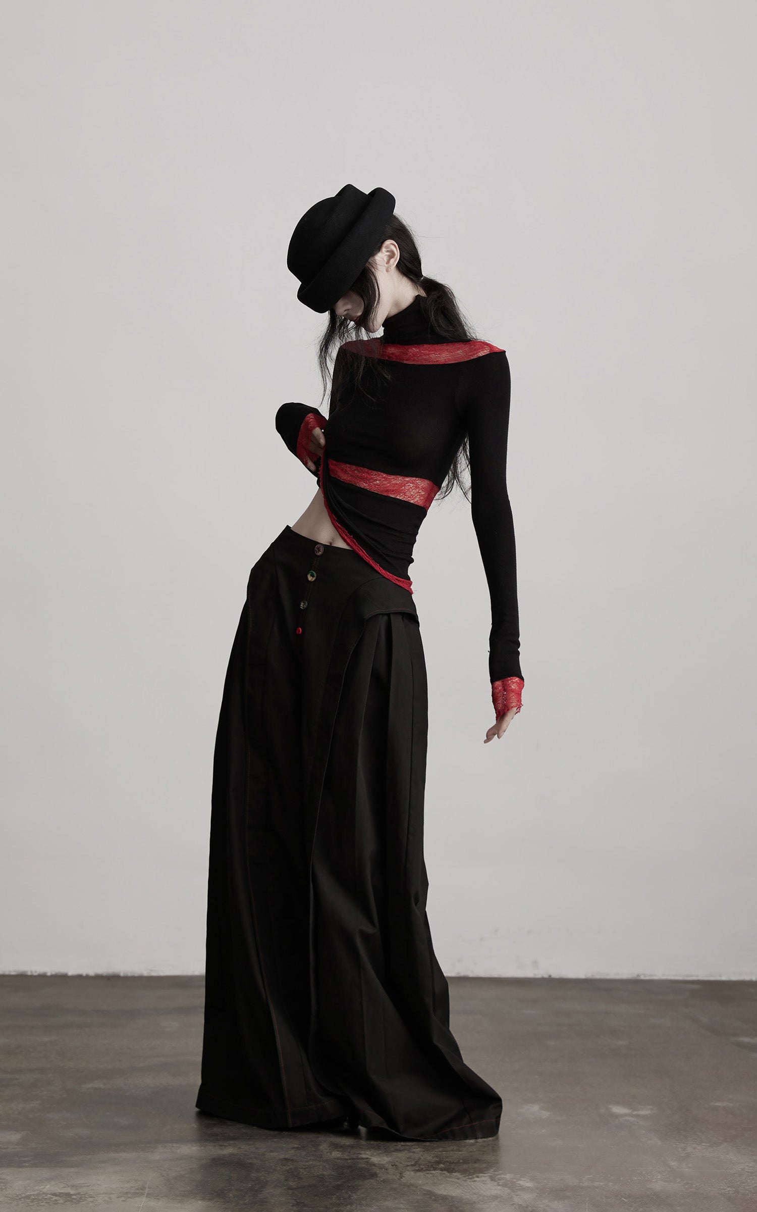 INDULGE Wide-Leg Trousers with Multi-Button Detail