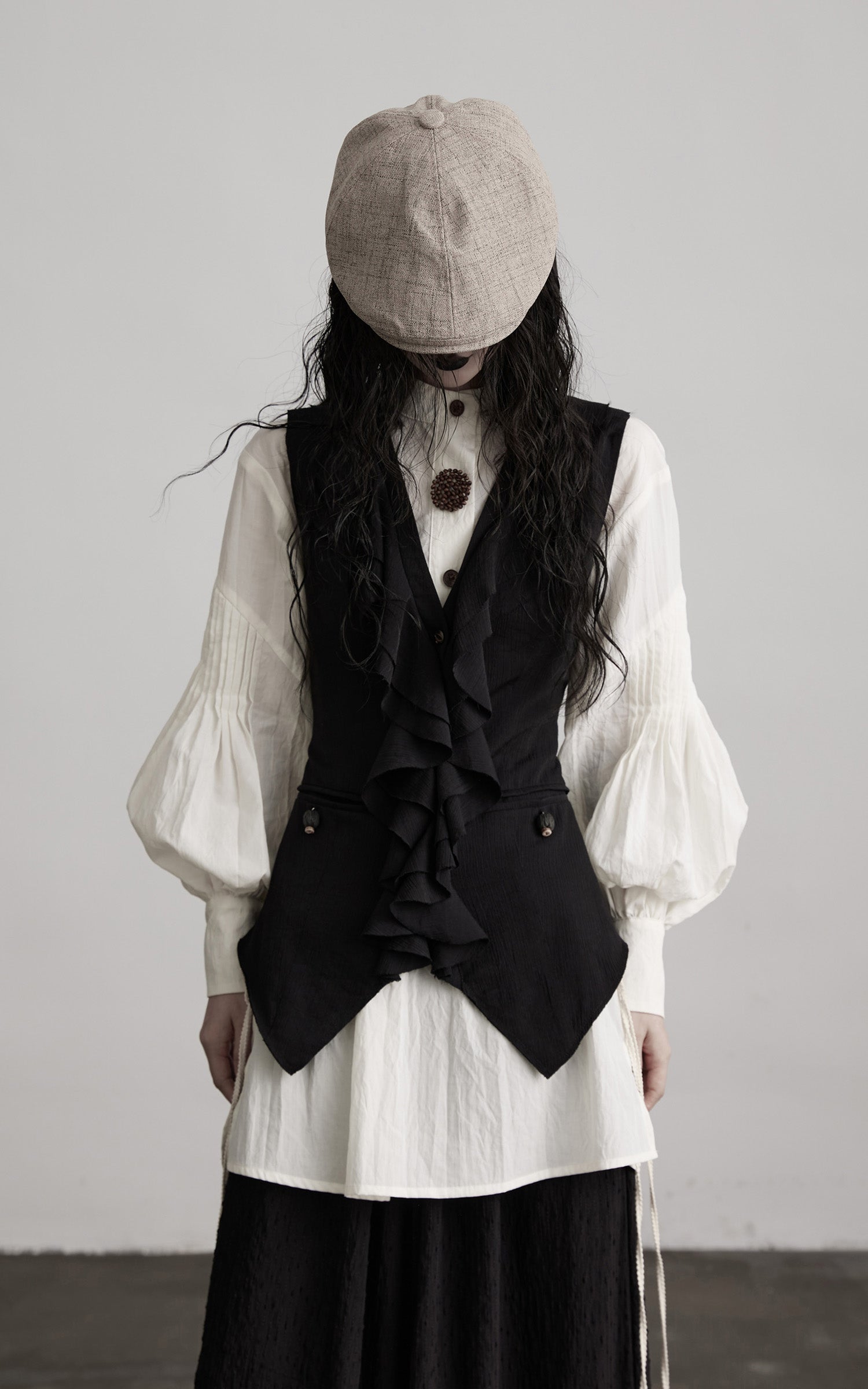 INDULGE Ruffled Tie Deconstructed Vest