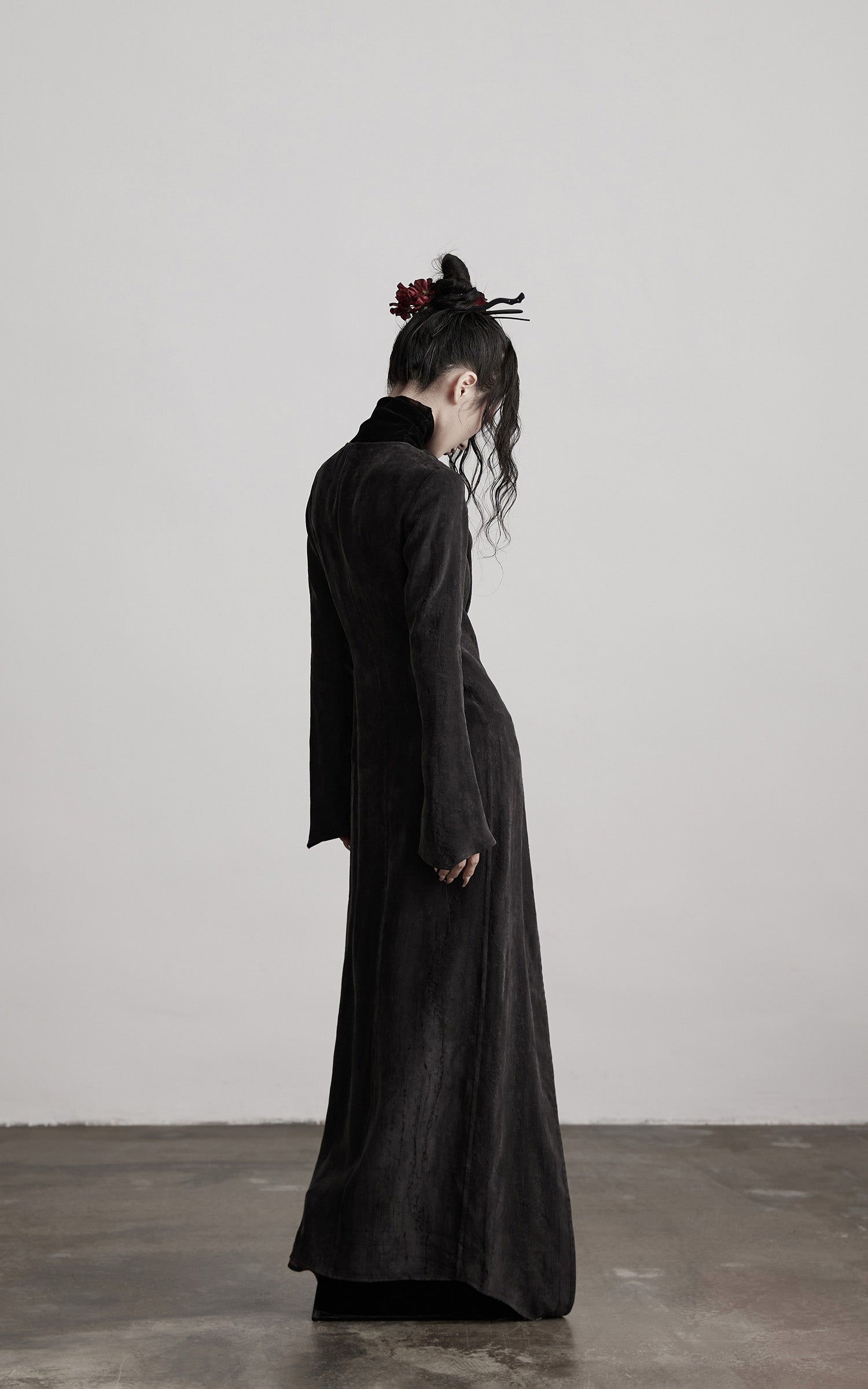 INDULGE Asymmetric Long Shirt Draped Textured Layer Deconstructed Minimal Design