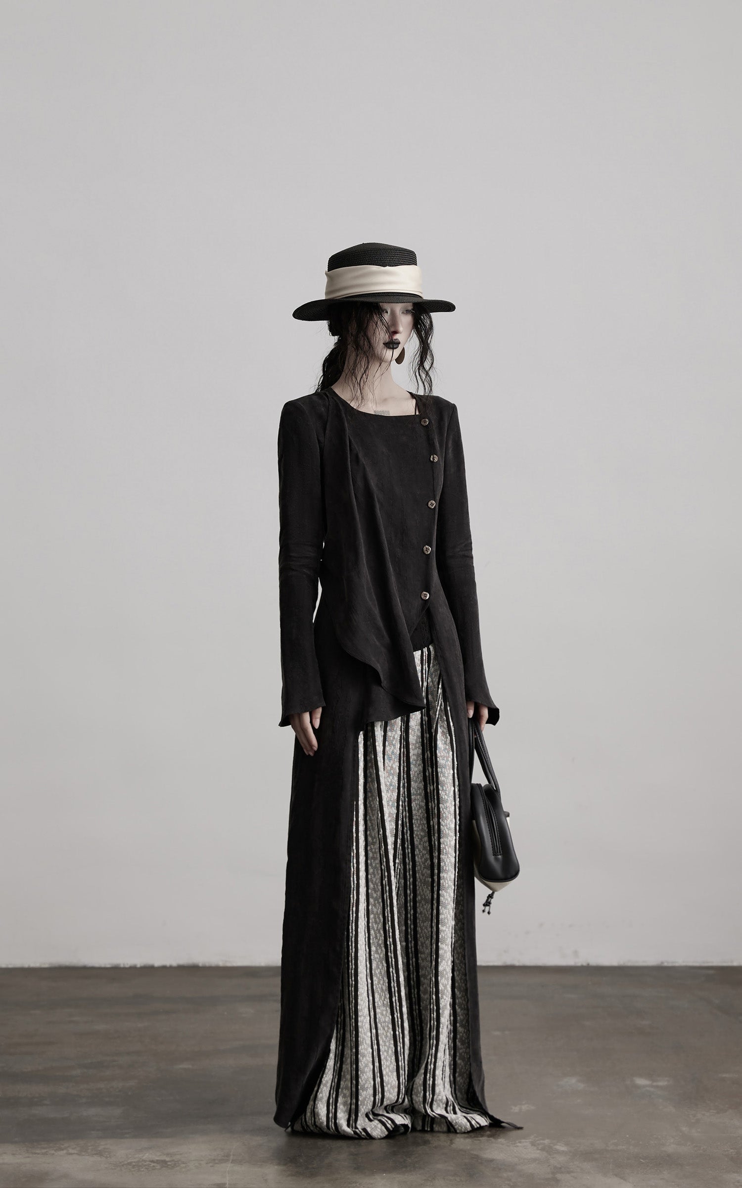 INDULGE Asymmetric Long Shirt Draped Textured Layer Deconstructed Minimal Design