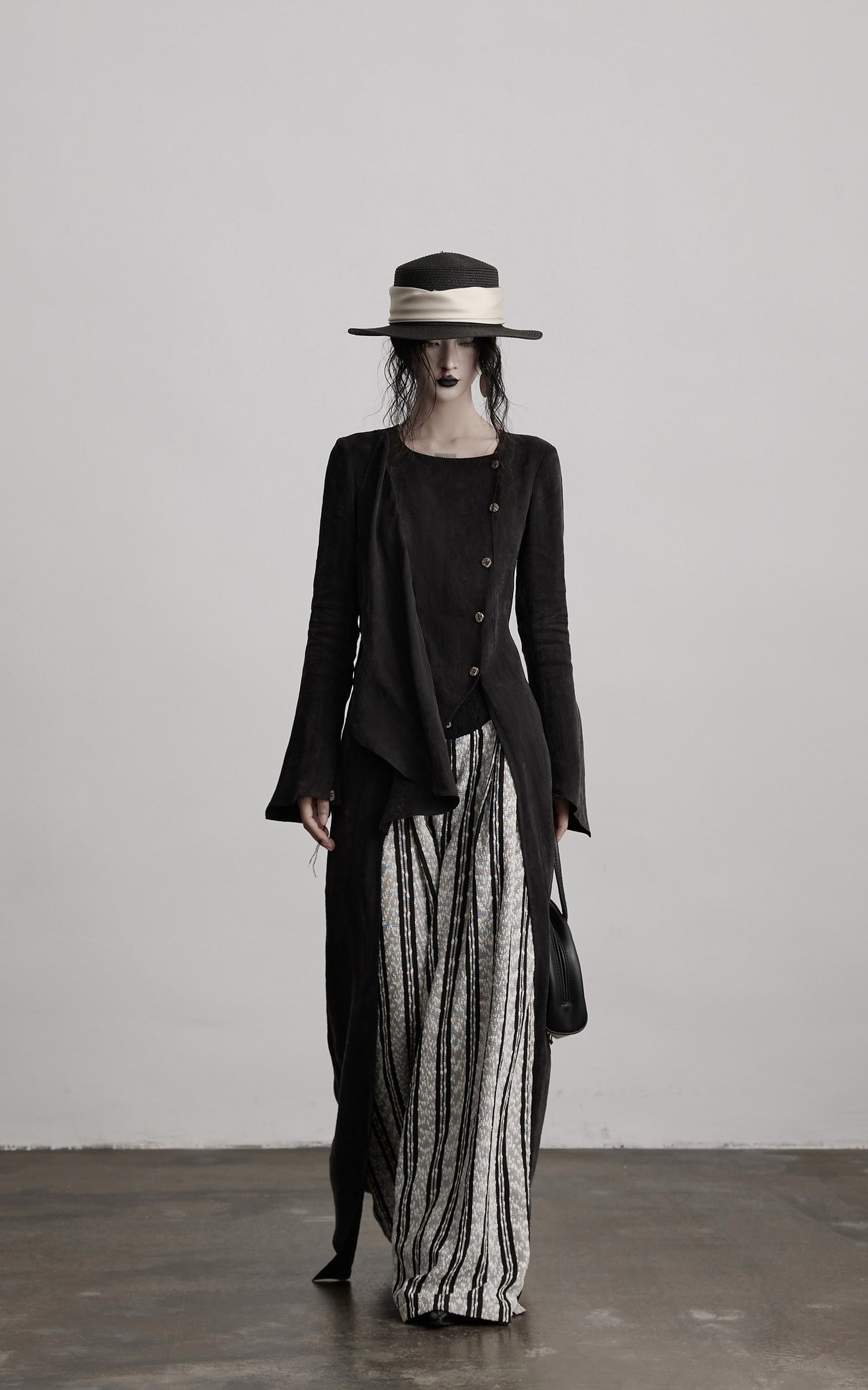 INDULGE Asymmetric Long Shirt Draped Textured Layer Deconstructed Minimal Design
