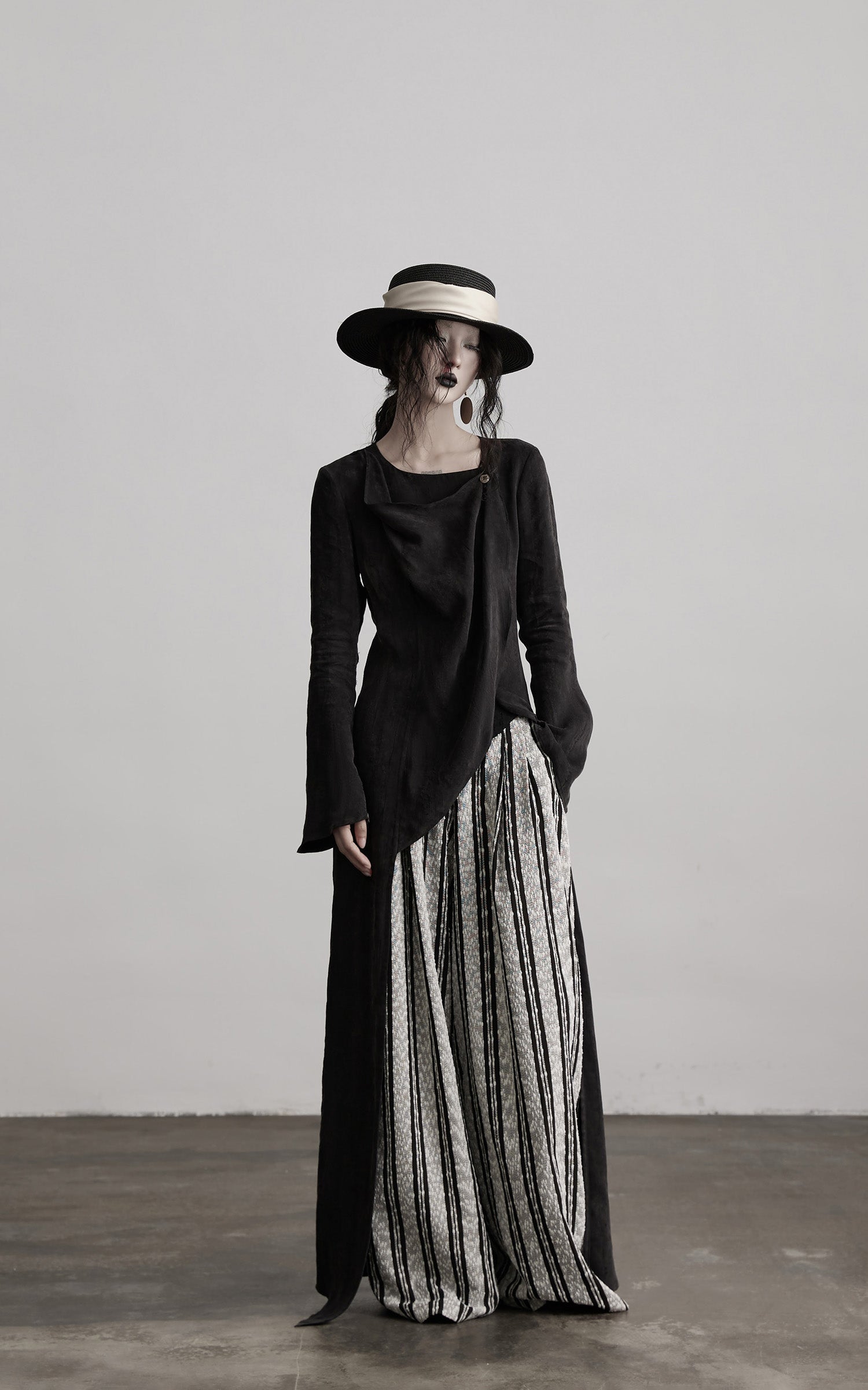 INDULGE Asymmetric Long Shirt Draped Textured Layer Deconstructed Minimal Design