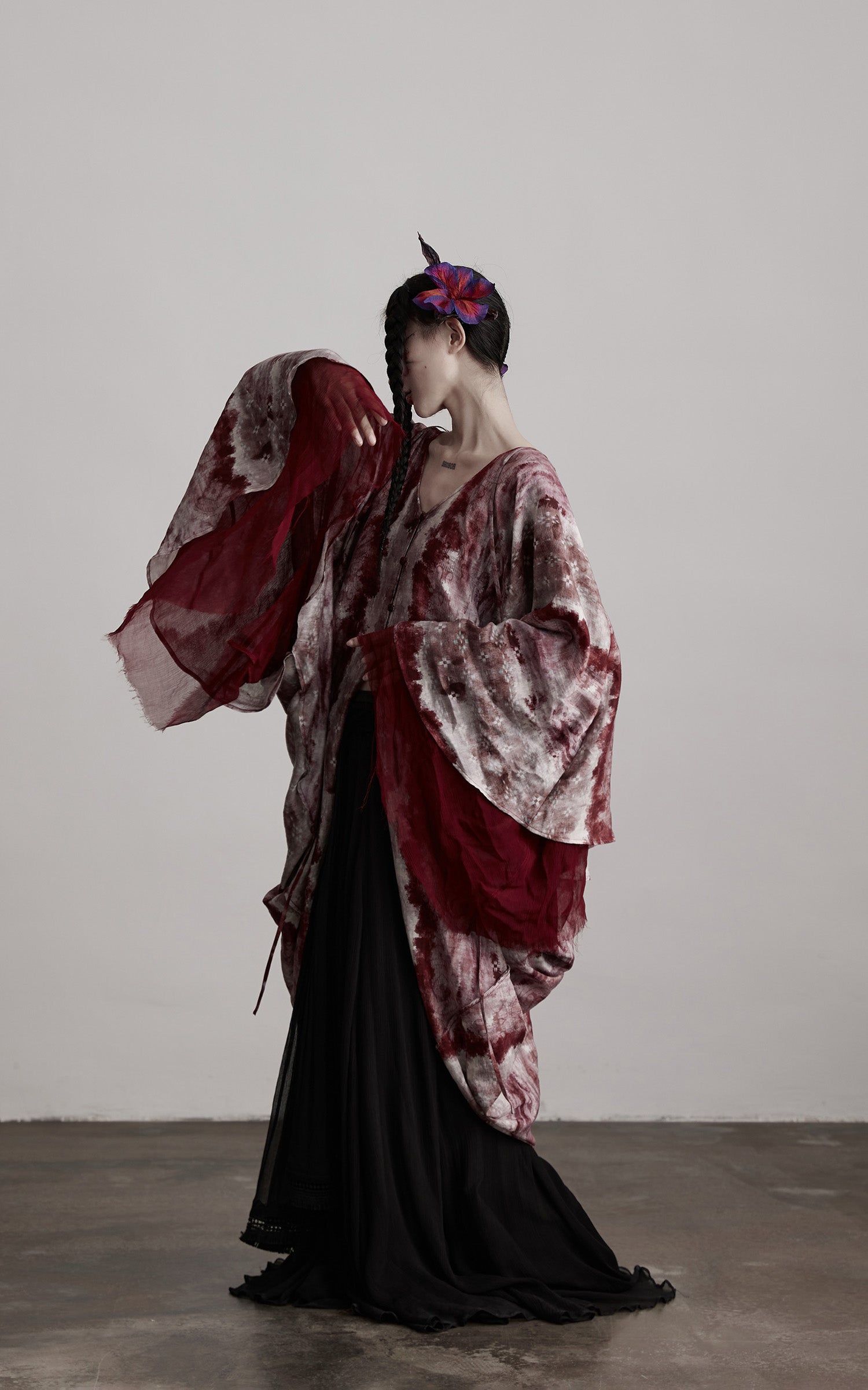 INDULGE Tie Dye Flowing Sheer Cardigan