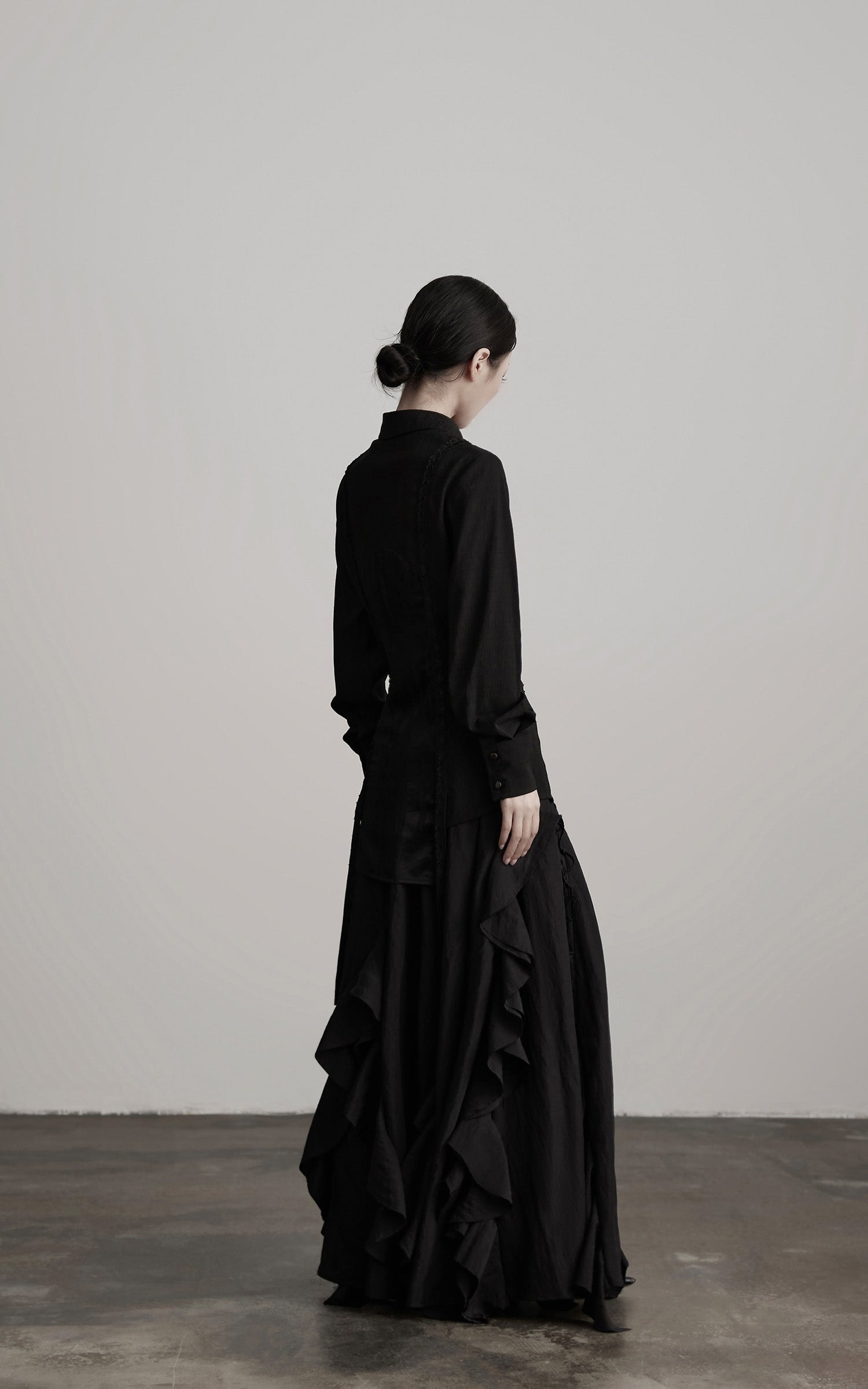 INDULGE Deconstructed Panel Shirt with Sheer Back and Embroidered Trims