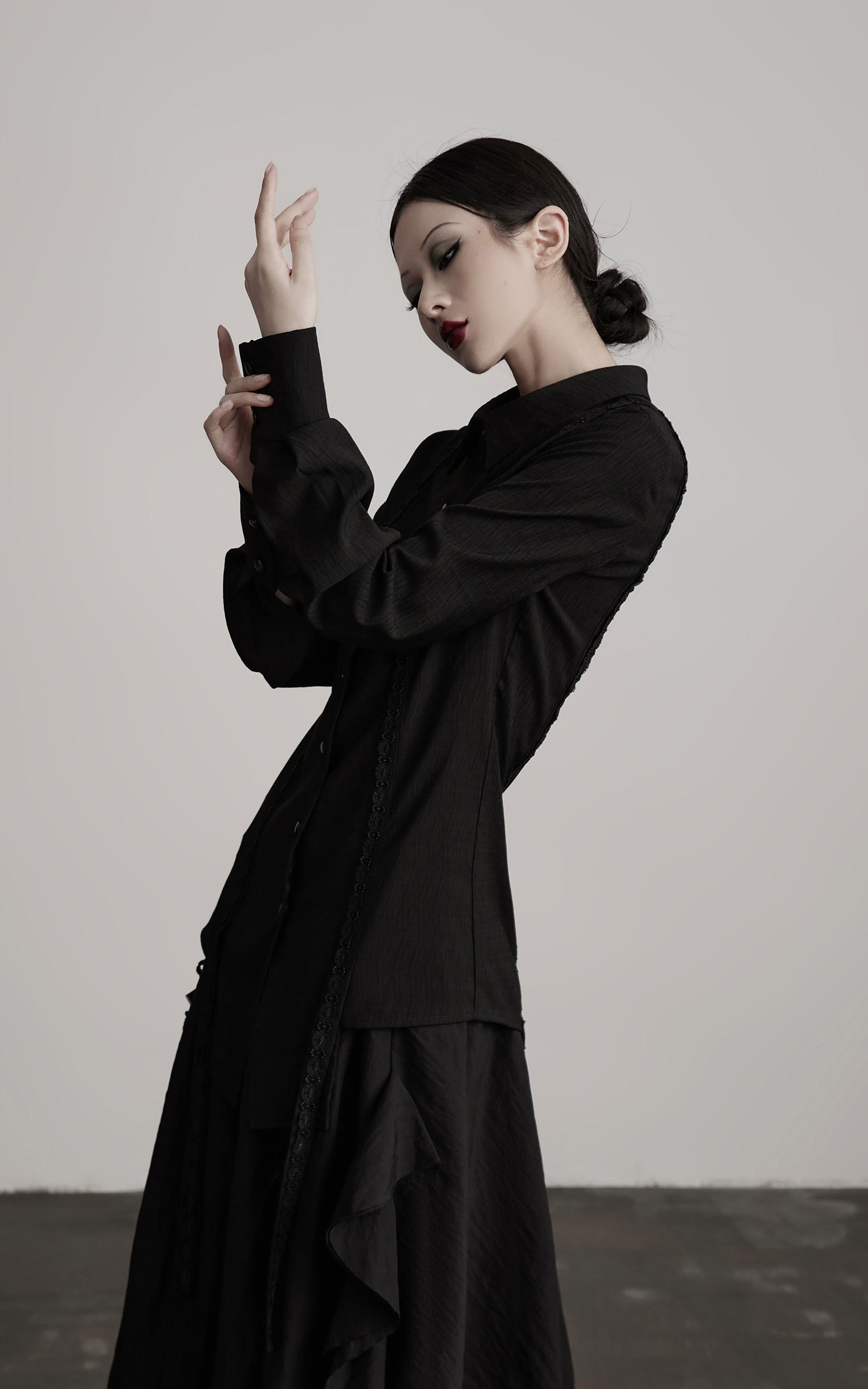 INDULGE Deconstructed Panel Shirt with Sheer Back and Embroidered Trims