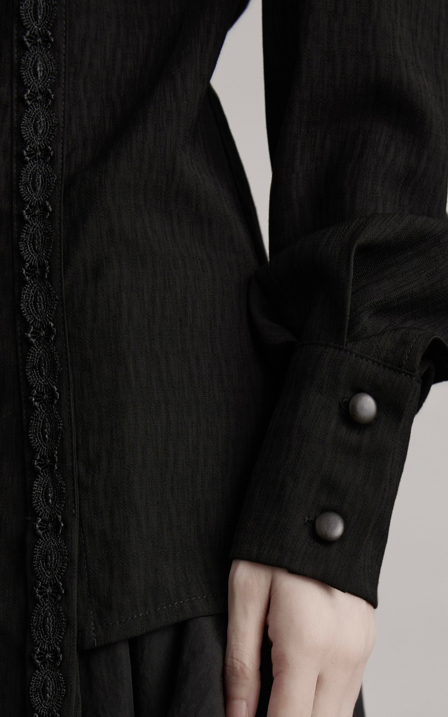 INDULGE Deconstructed Panel Shirt with Sheer Back and Embroidered Trims