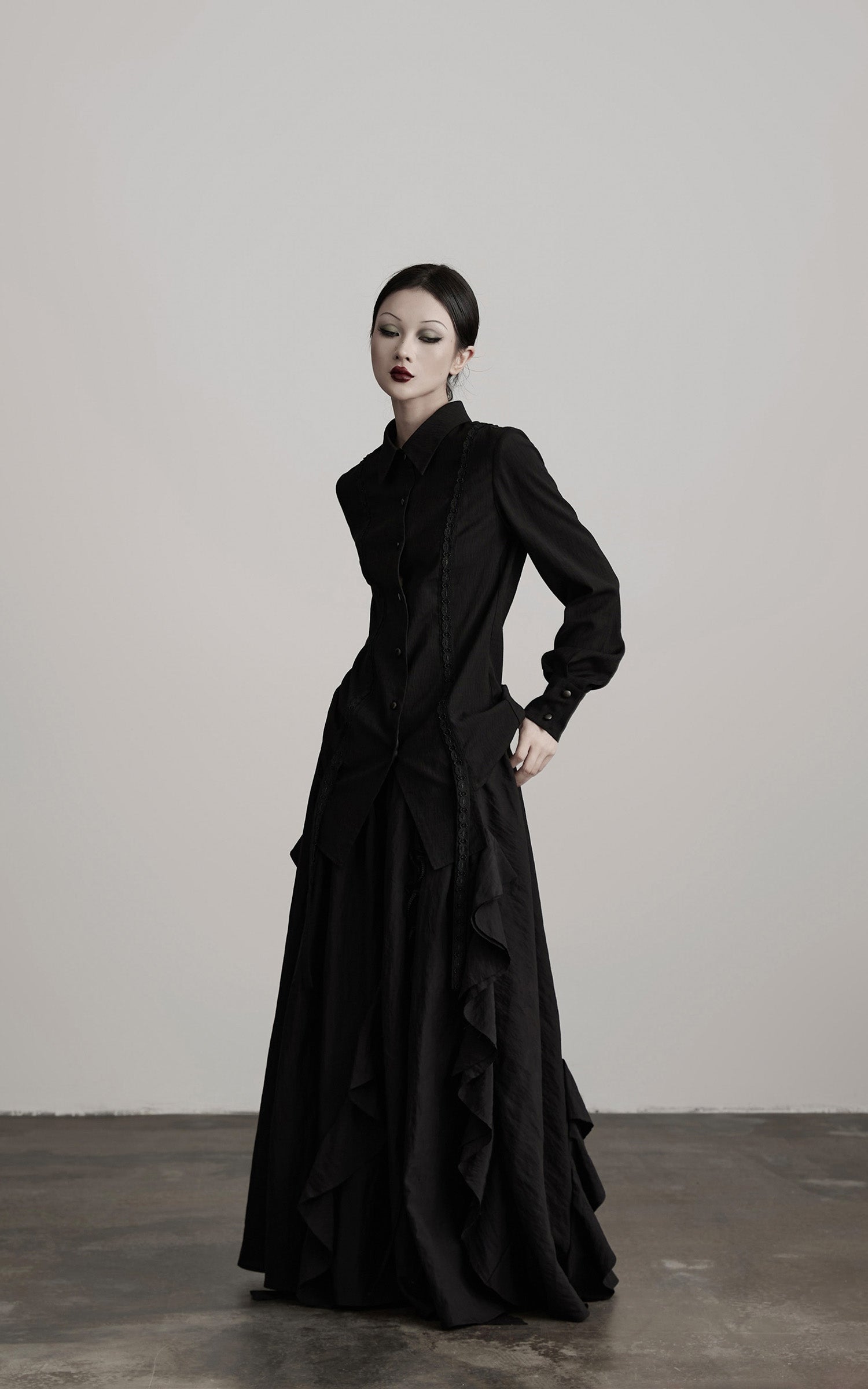 INDULGE Deconstructed Panel Shirt with Sheer Back and Embroidered Trims