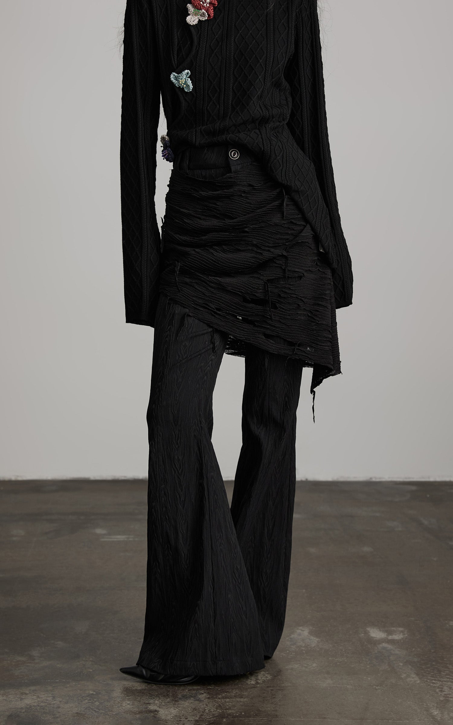 DOINDULGE Deconstructed Layered Wide-Leg Pants
