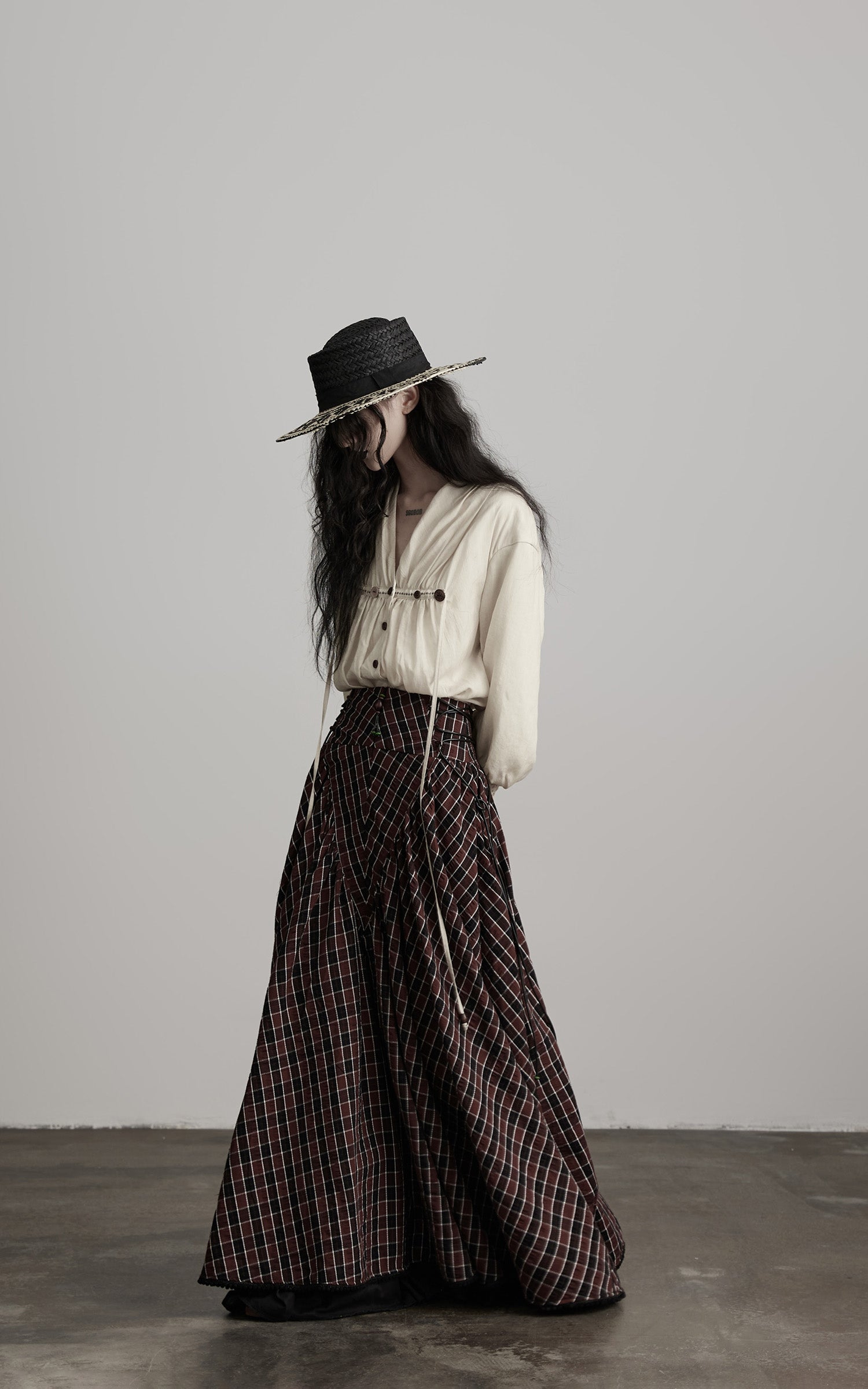 INDULGE Textured Check Maxi Skirt