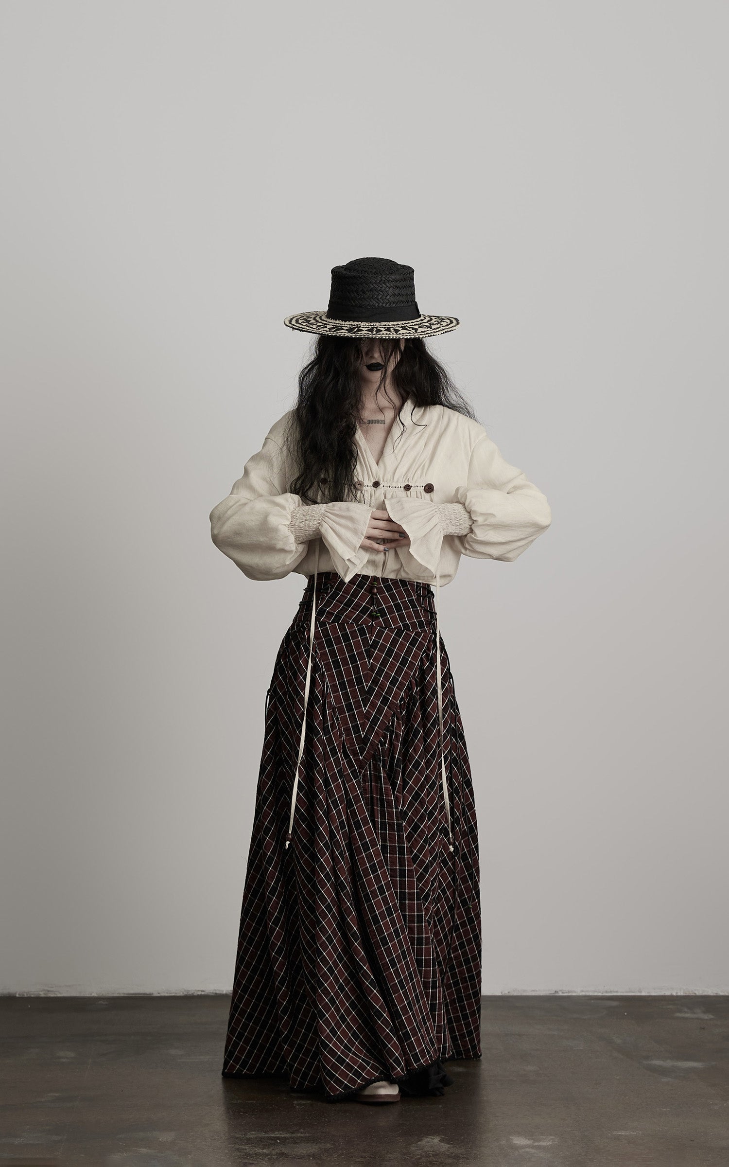 Jupe Longue à Carreaux Texturés