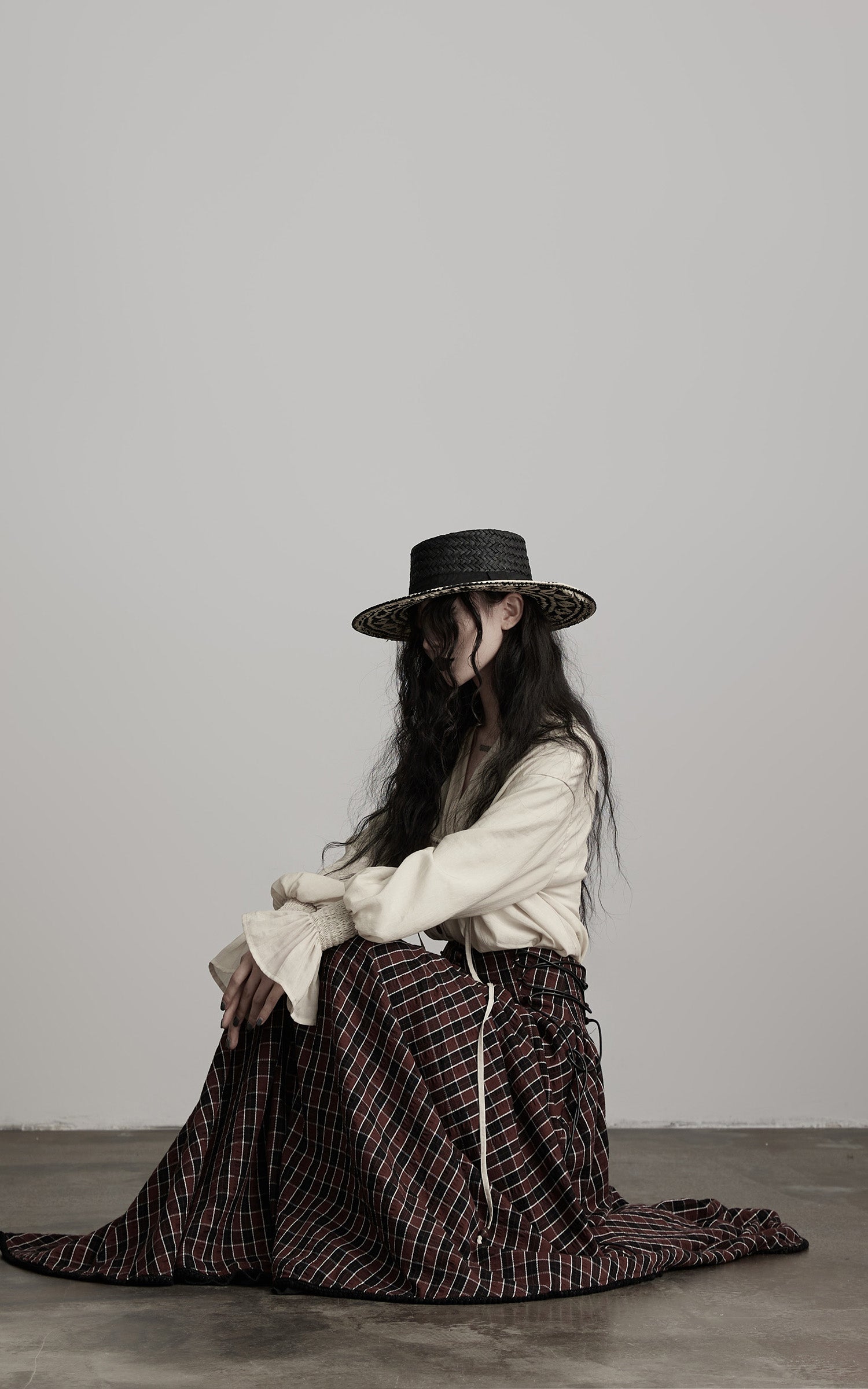 Jupe Longue à Carreaux Texturés