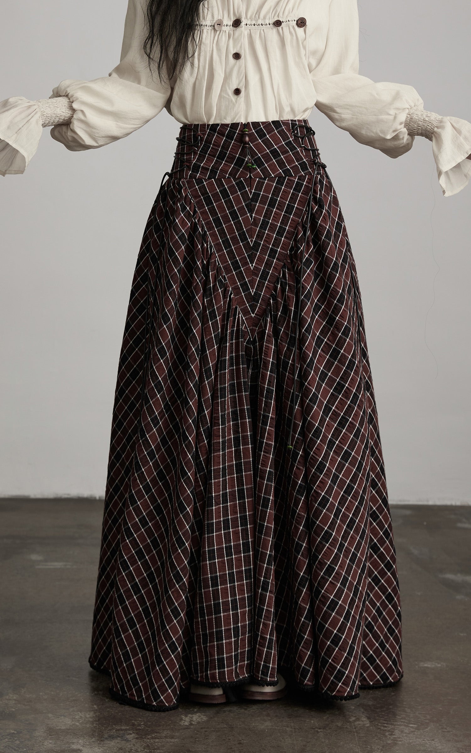 Jupe Longue à Carreaux Texturés