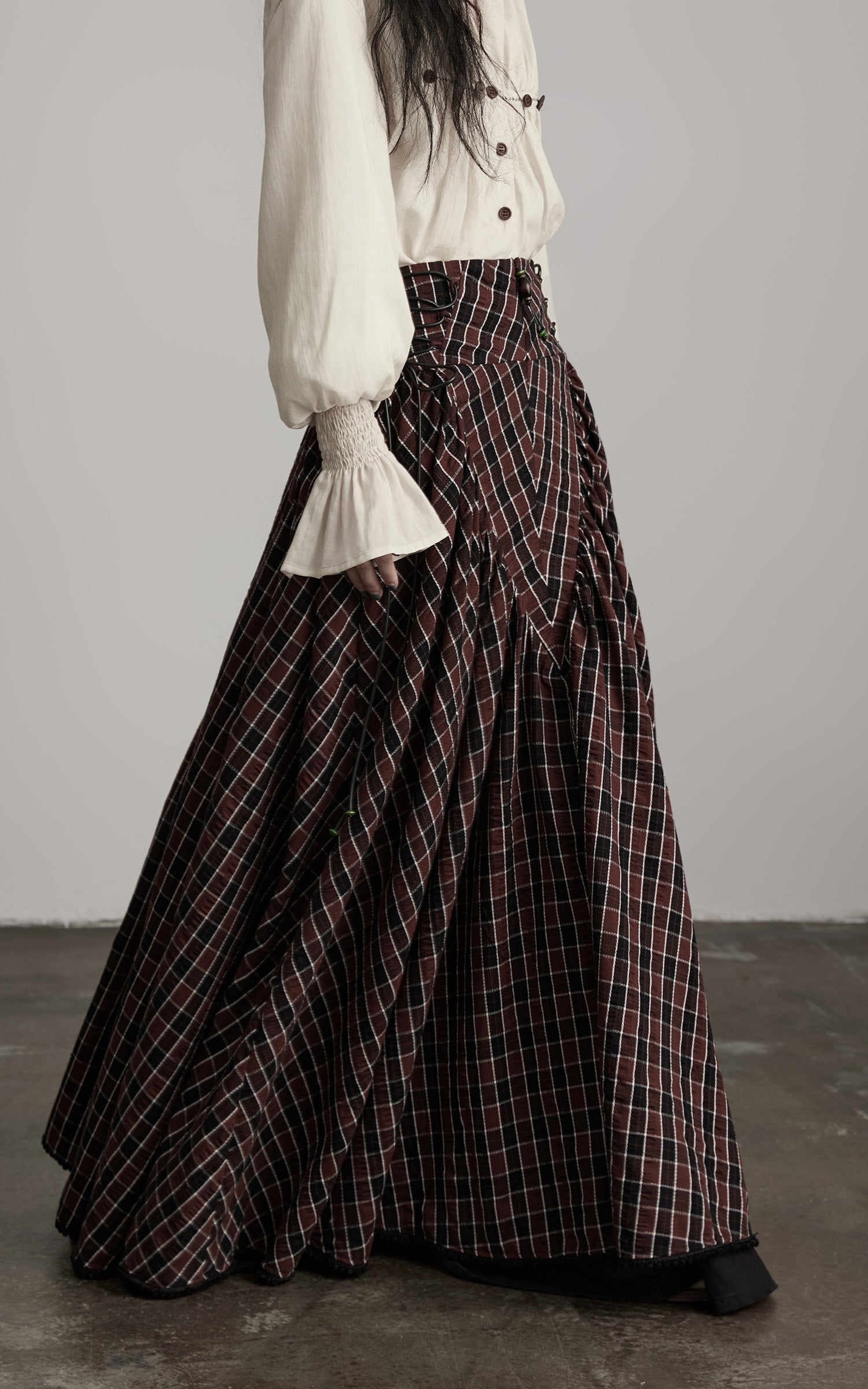 Jupe Longue à Carreaux Texturés