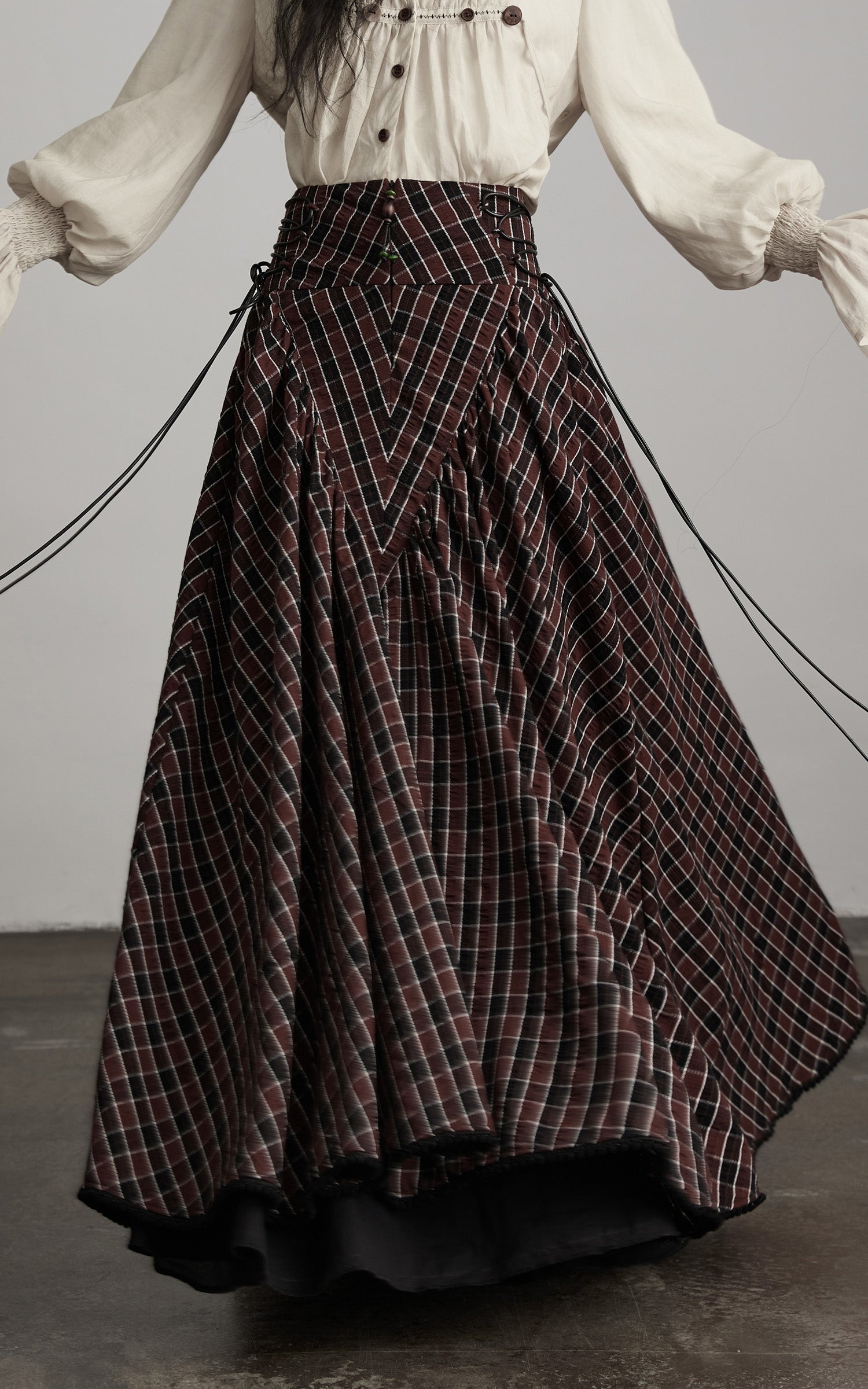 INDULGE Textured Check Maxi Skirt