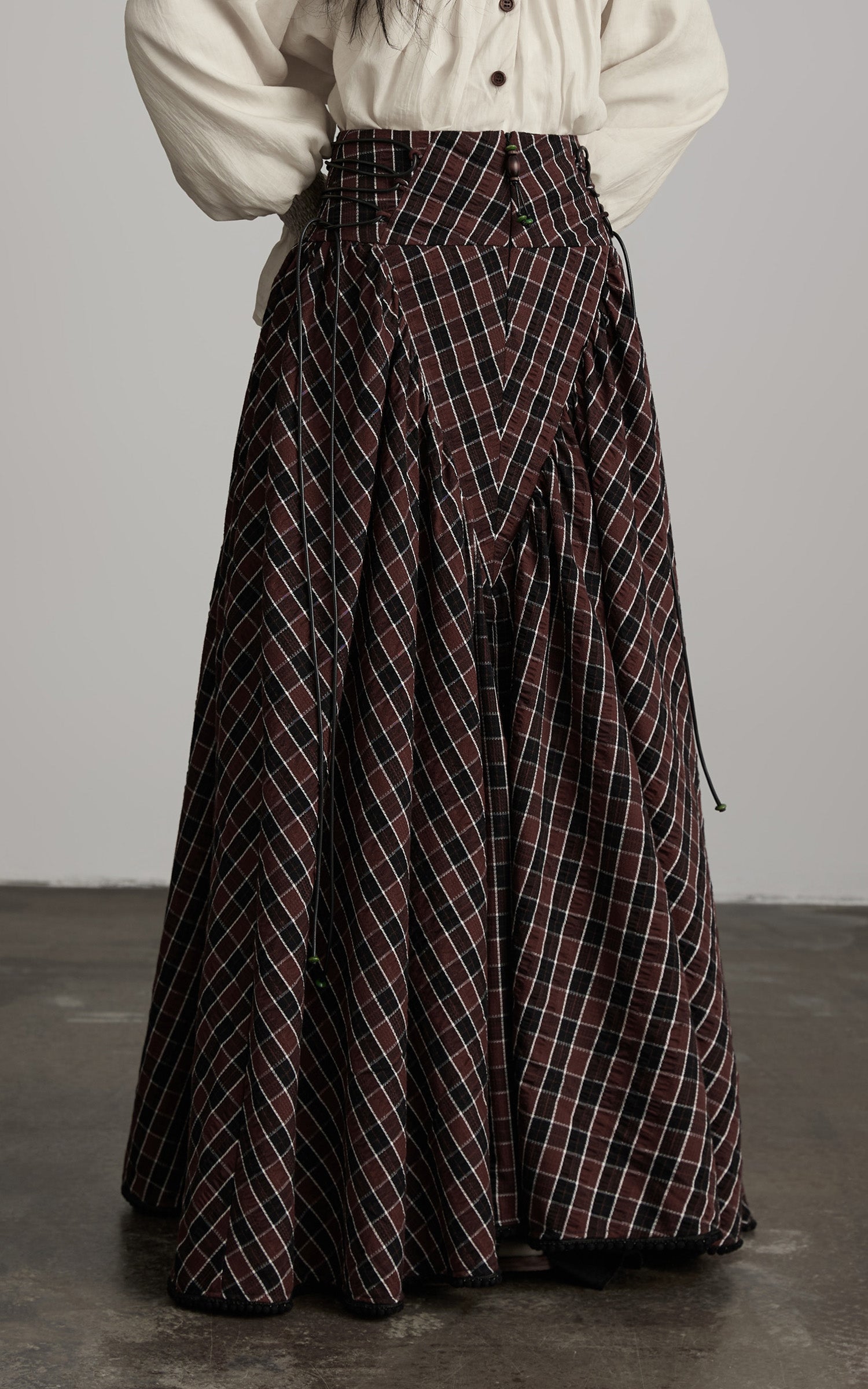 Jupe Longue à Carreaux Texturés