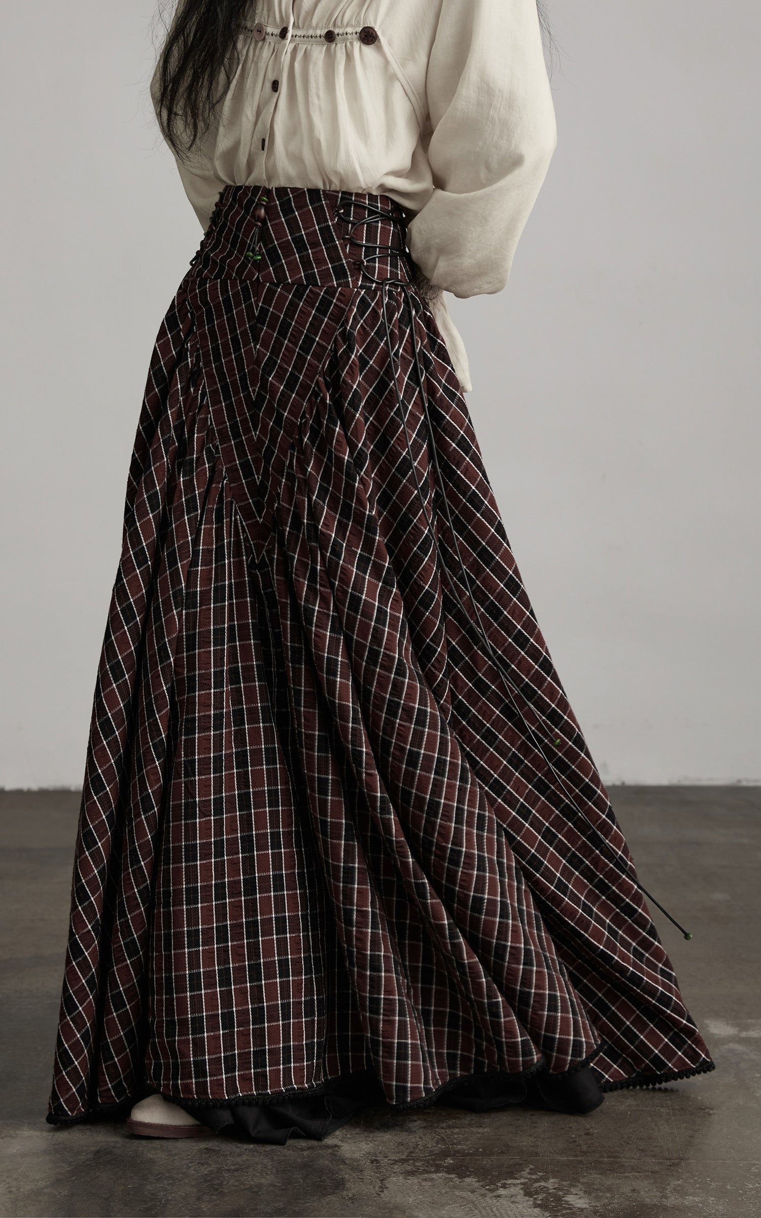 Jupe Longue à Carreaux Texturés