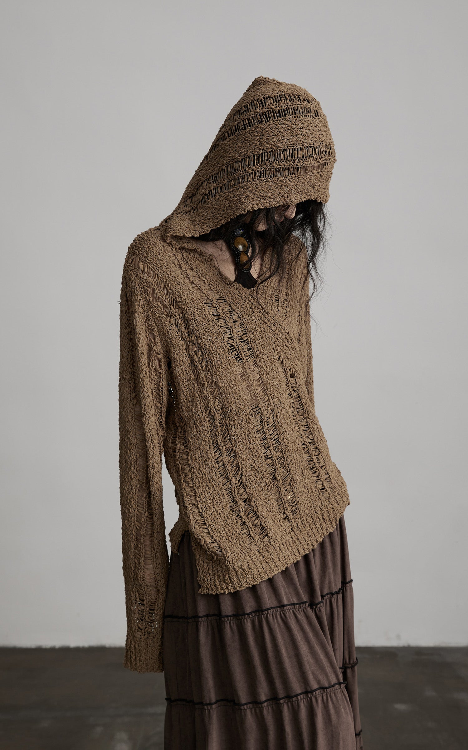 <tc>INDULGE</tc> Pull à capuche en maille texturée effet usé