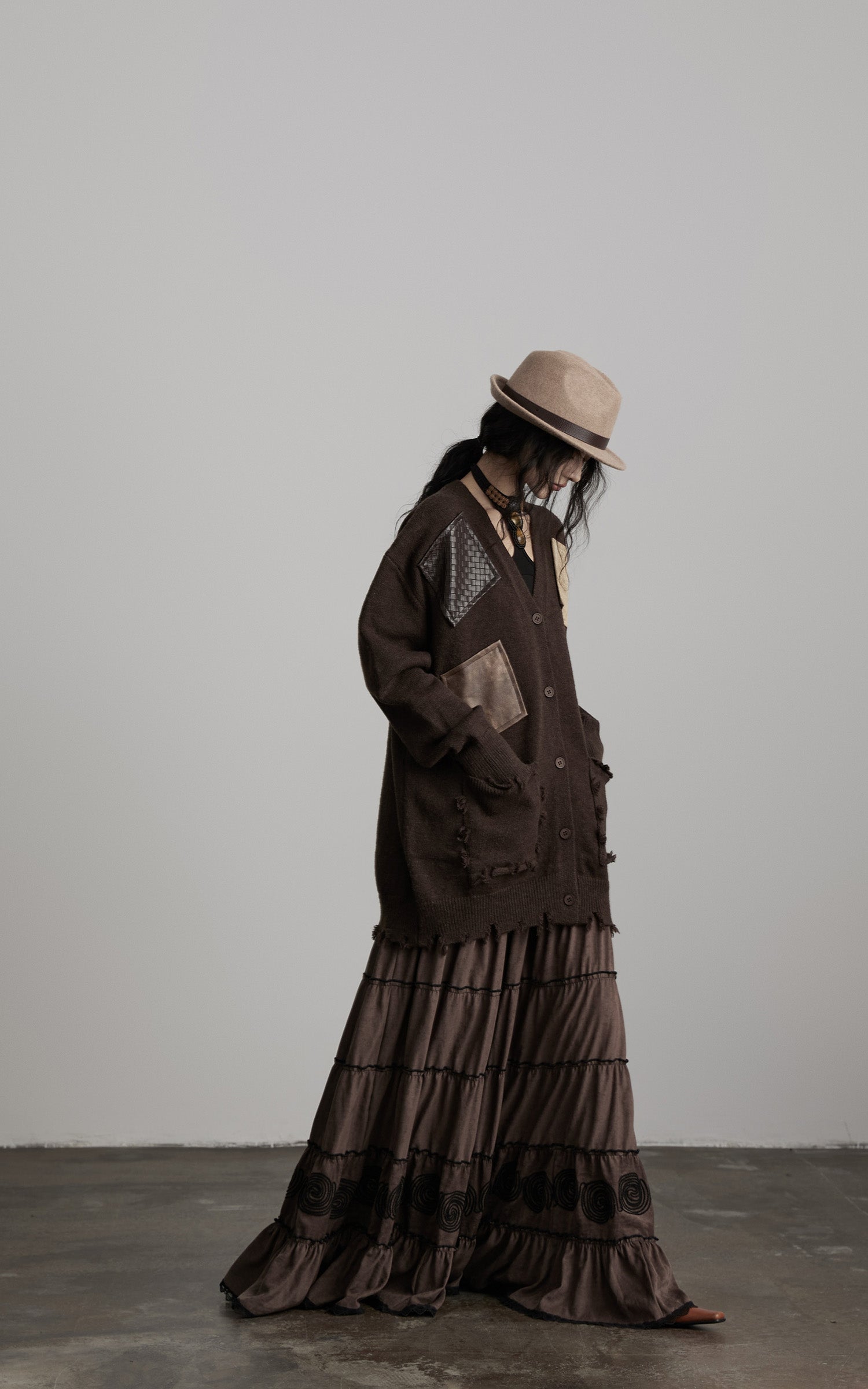 INDULGE Patchwork Distressed Knit Cardigan