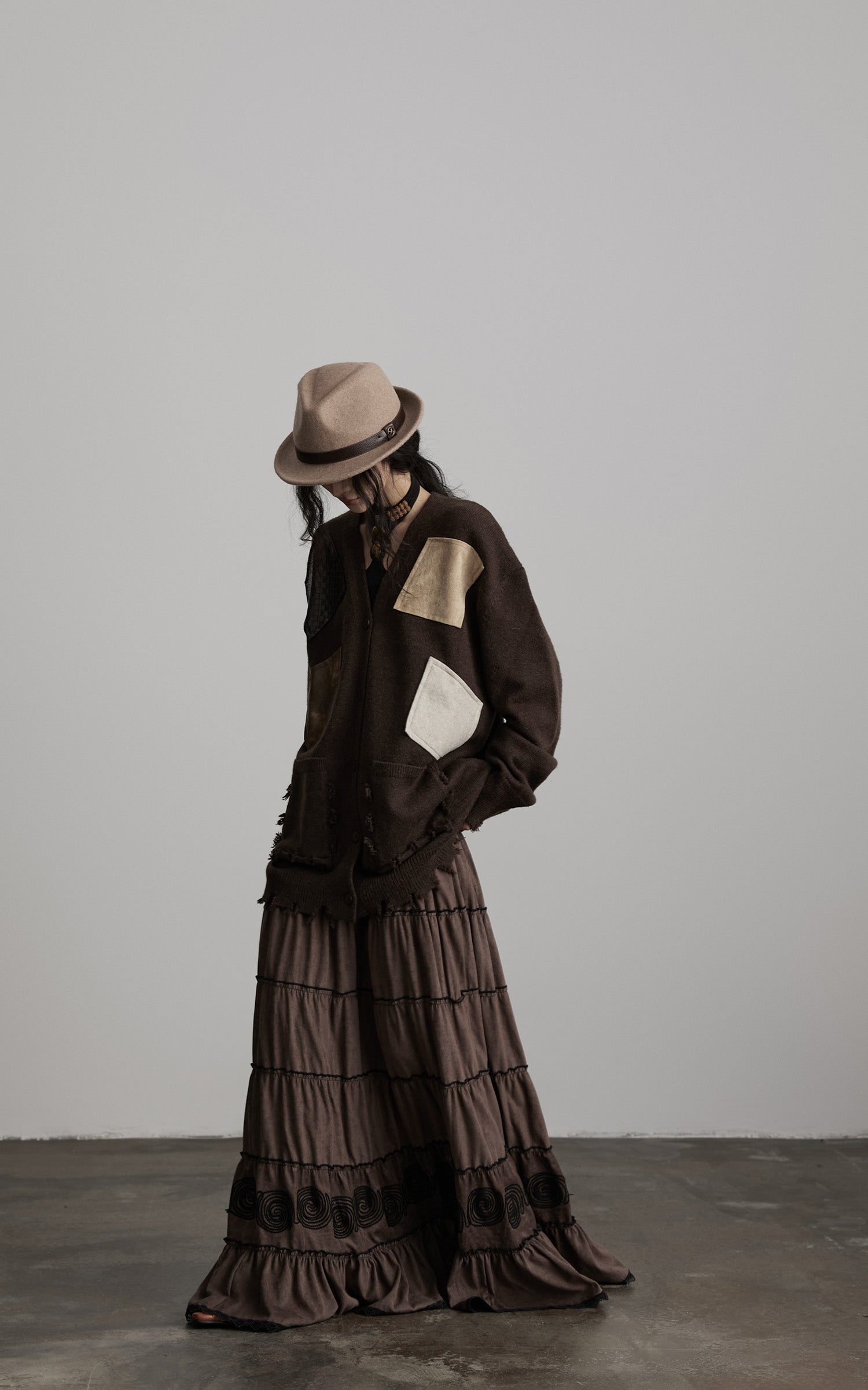 INDULGE Patchwork Distressed Knit Cardigan