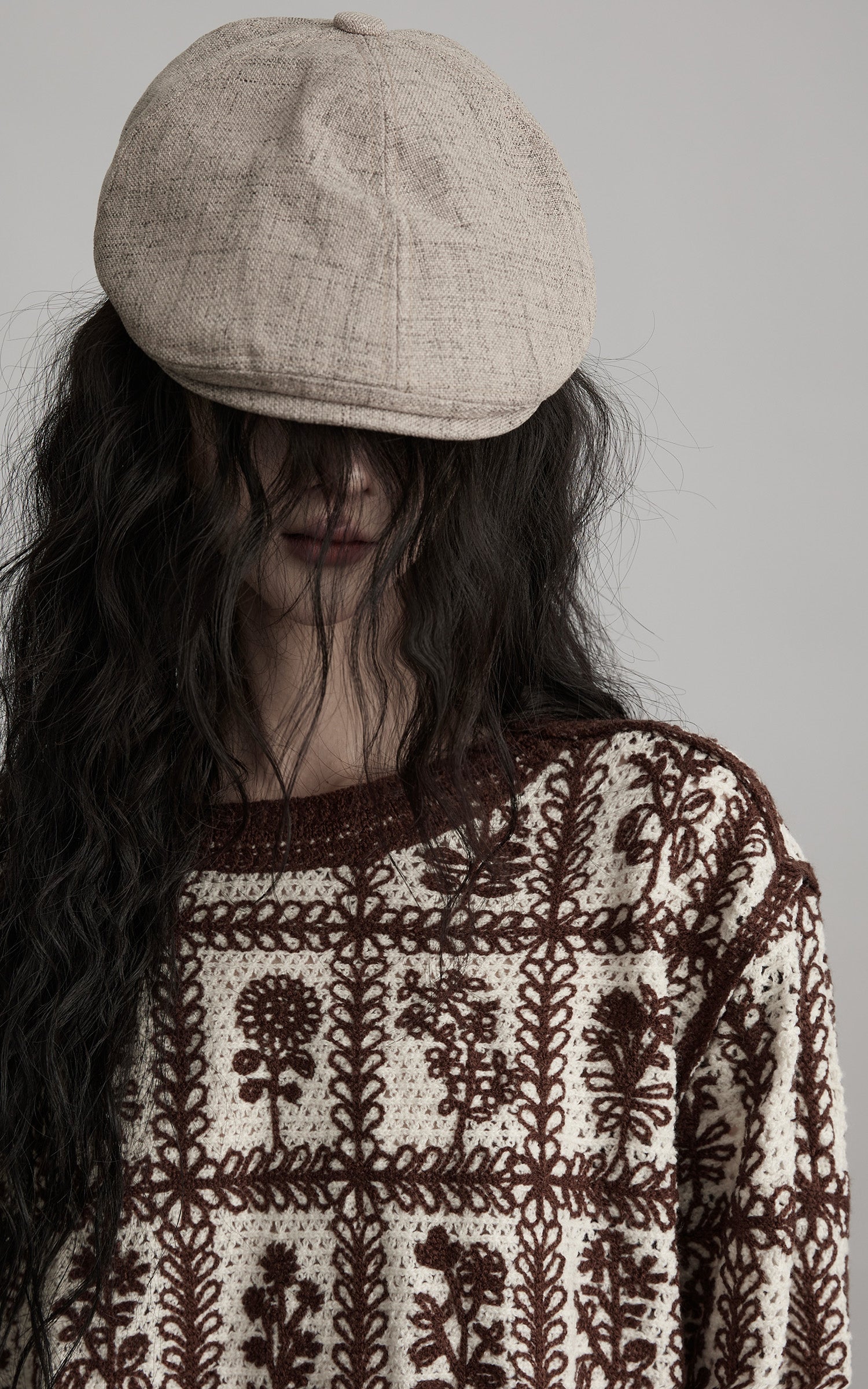 INDULGE Floral Grid Knit Sweater