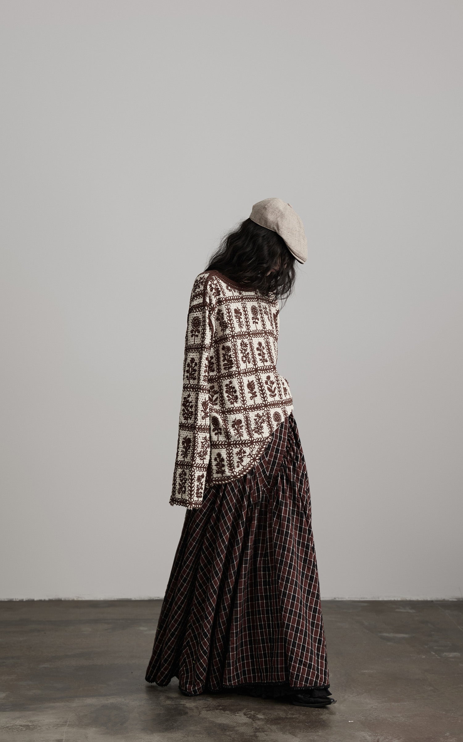 INDULGE Floral Grid Knit Sweater