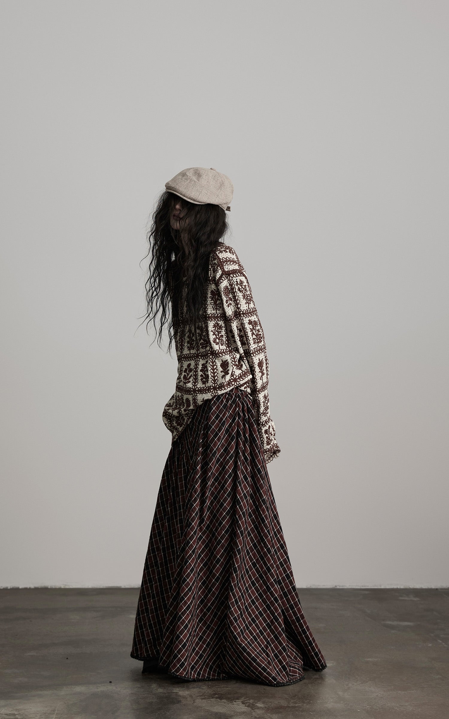 INDULGE Floral Grid Knit Sweater