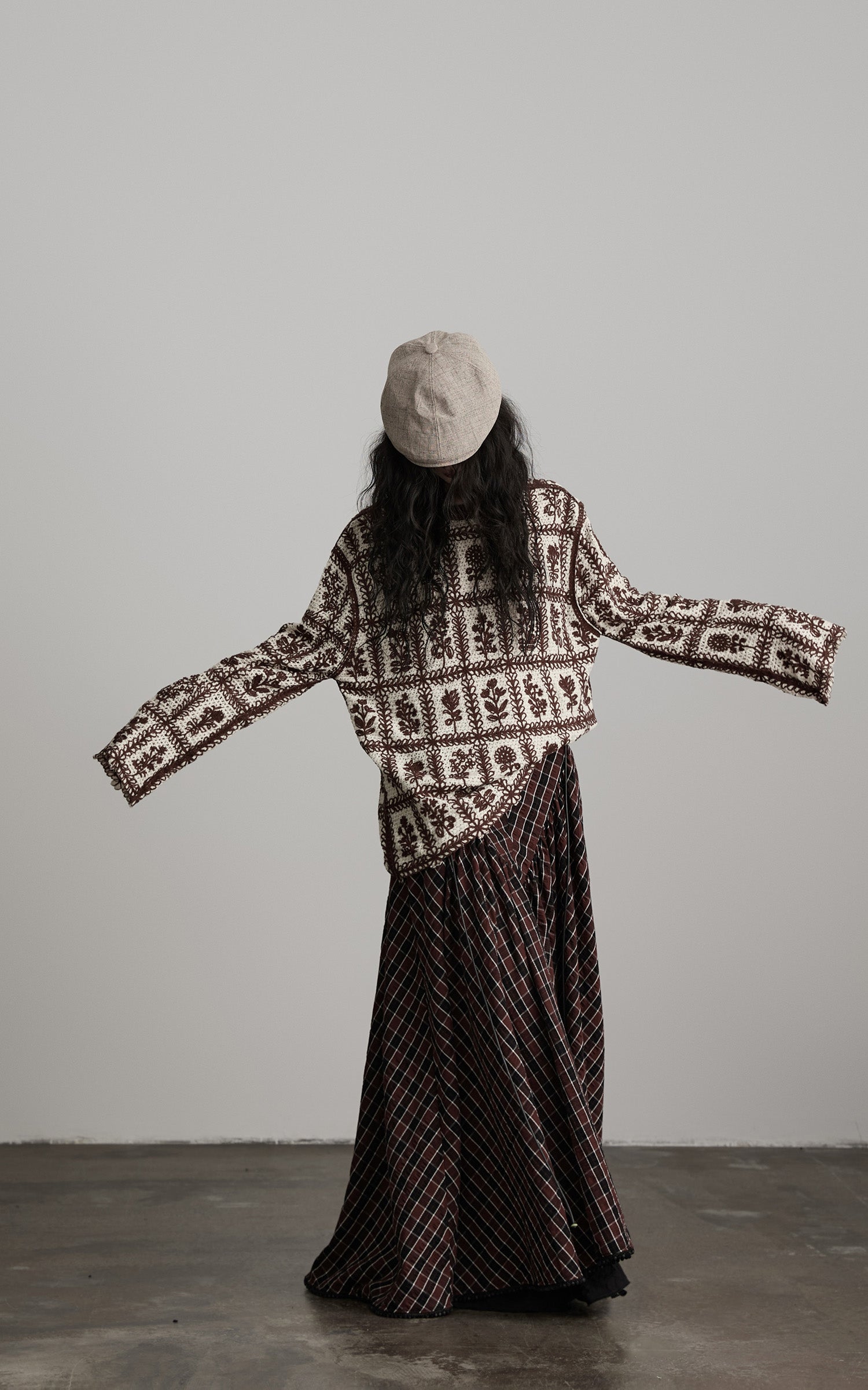 INDULGE Floral Grid Knit Sweater