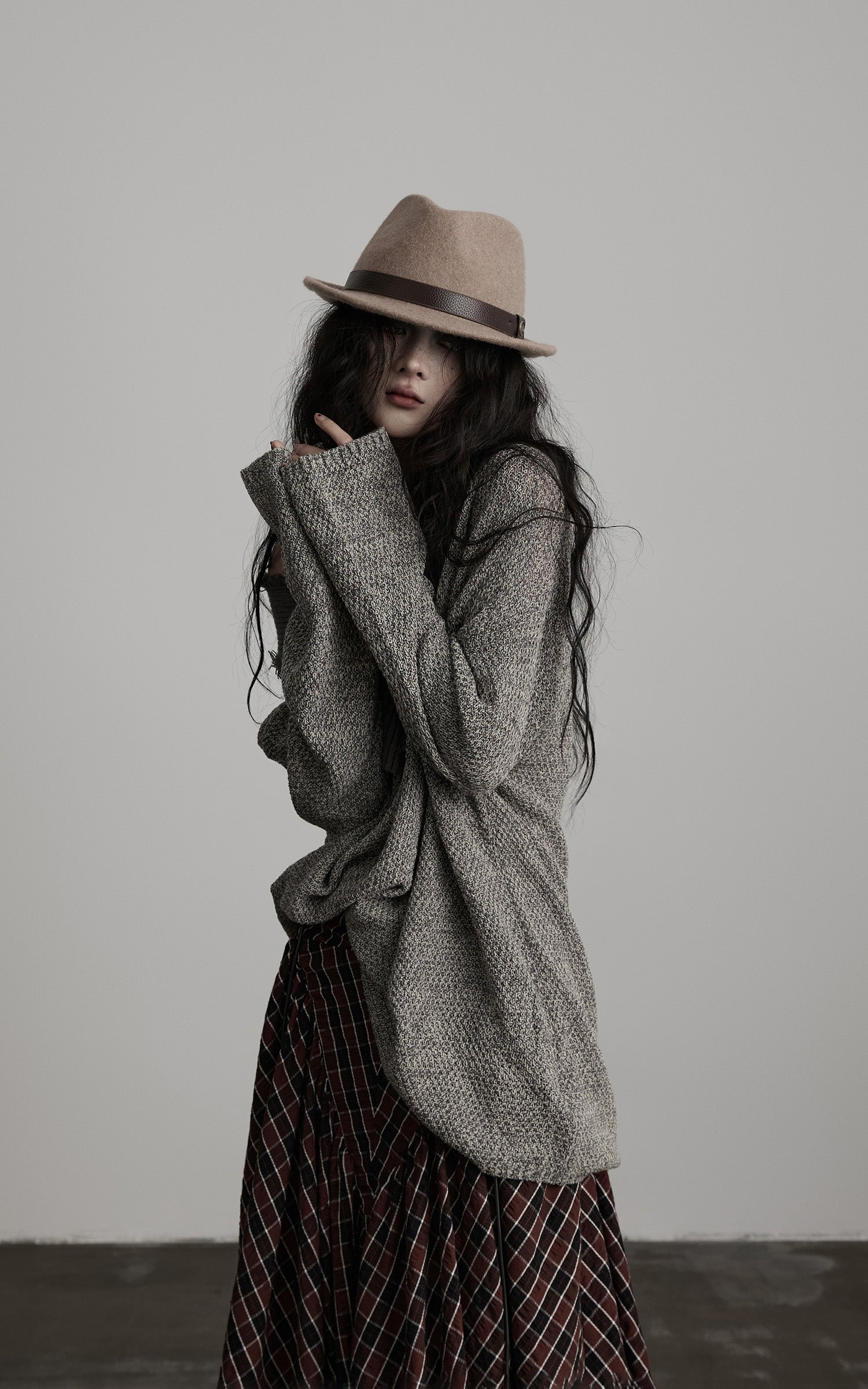 <tc>INDULGE</tc> Strukturiertes Strickpullover mit asymmetrischem Kragen