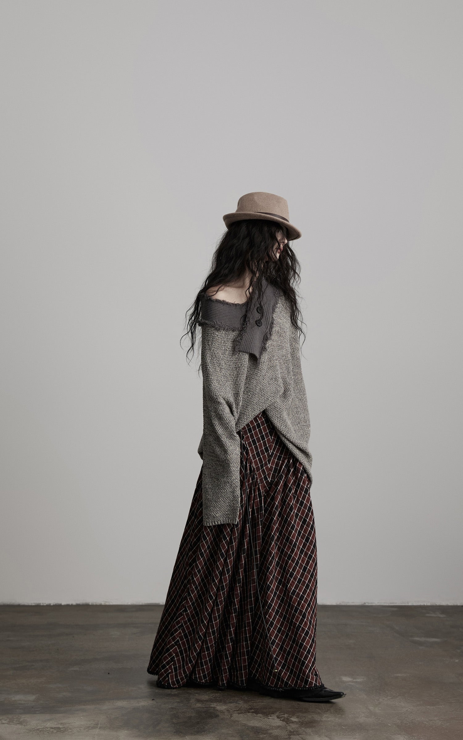 INDULGE Textured Asymmetric Collar Knit Sweater